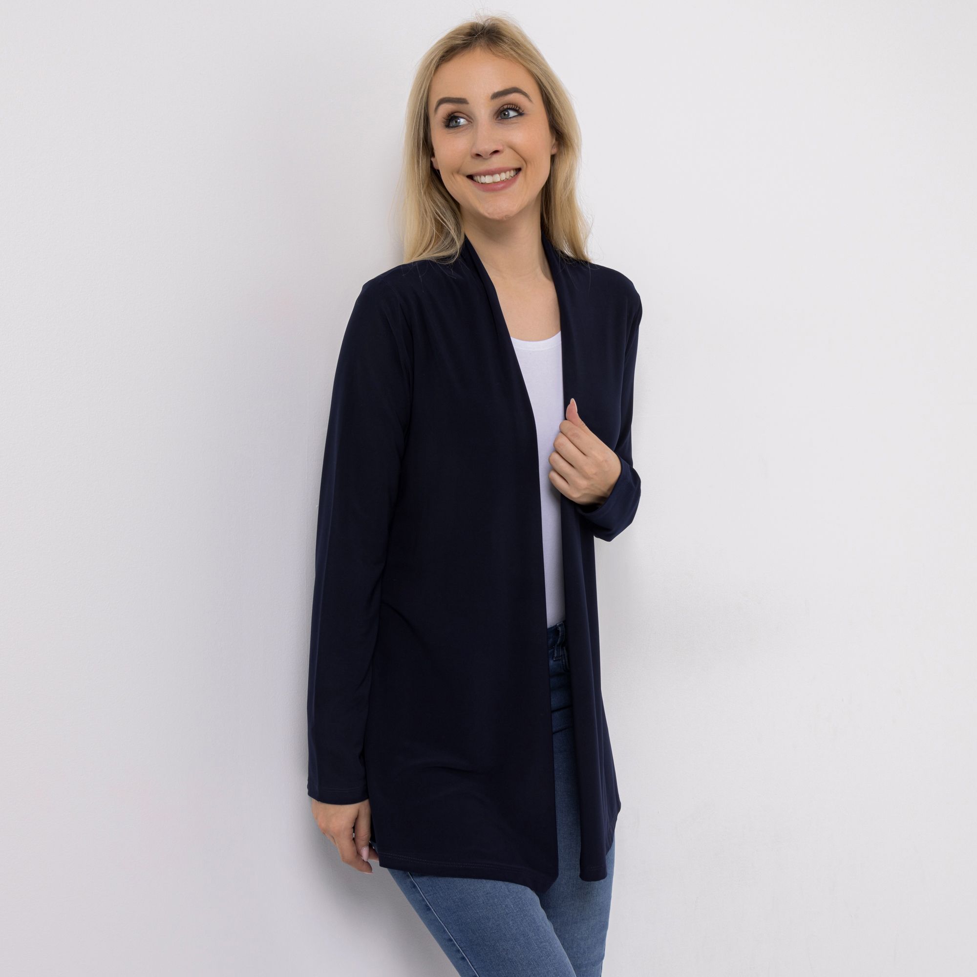 B-Ware KIM & CO. Cardigan, Langarm Deluxe Brazil Knit offene Front