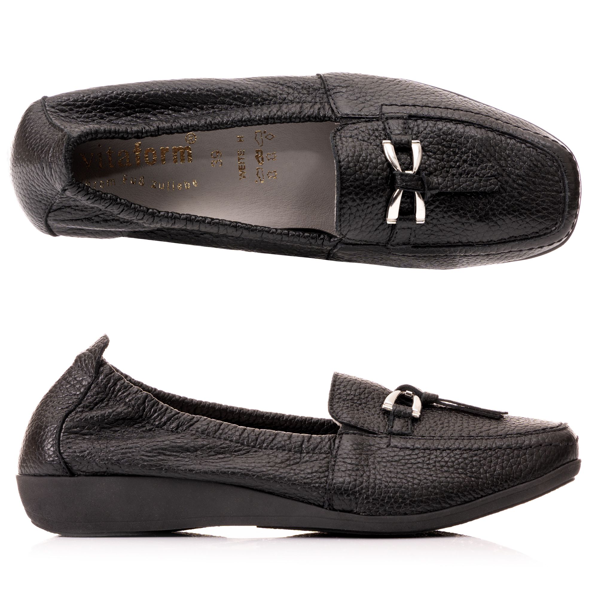 B-Ware VITAFORM Damen- Mokassin Hirschleder Metall Schmucktrense