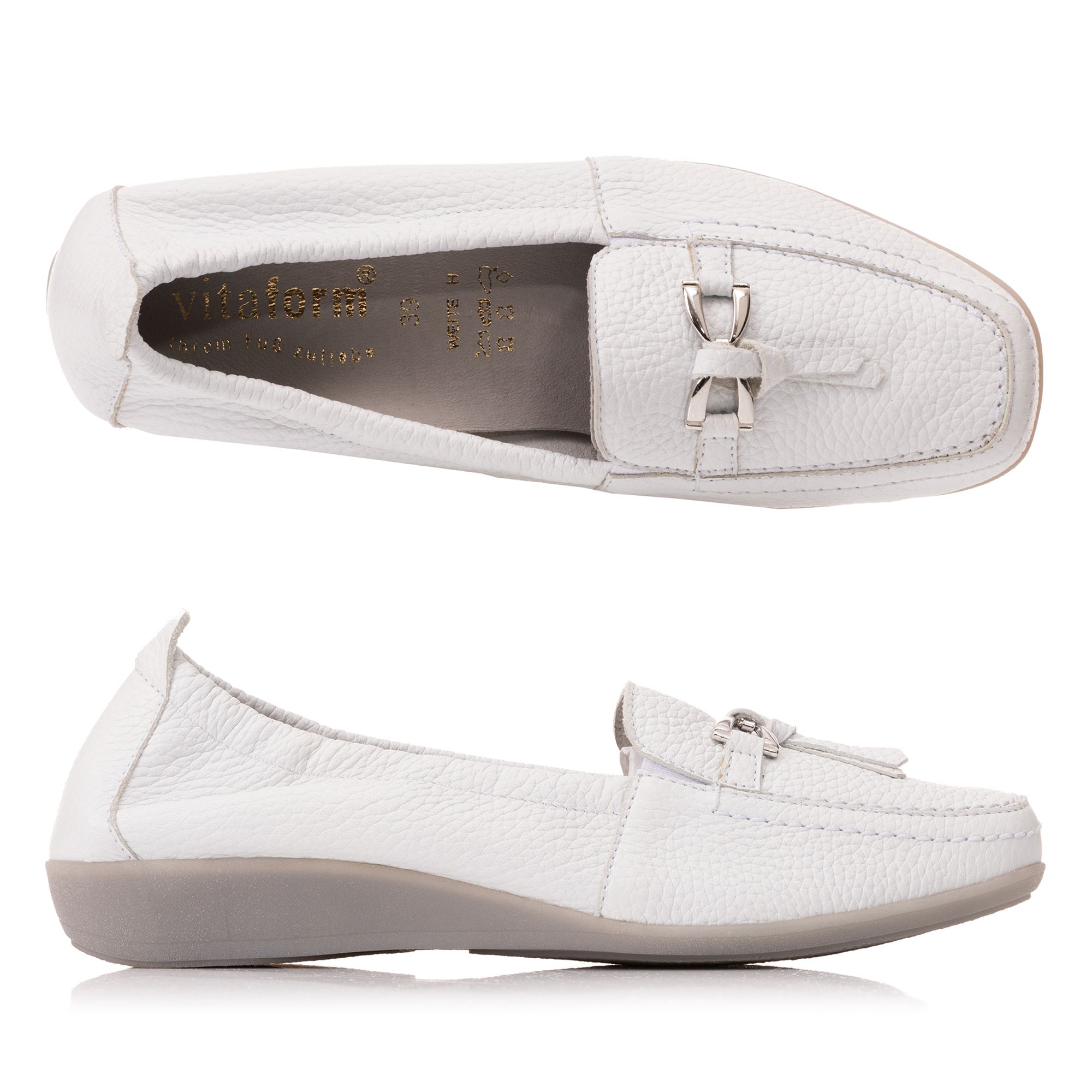 B-Ware VITAFORM Damen- Mokassin Hirschleder Metall Schmucktrense