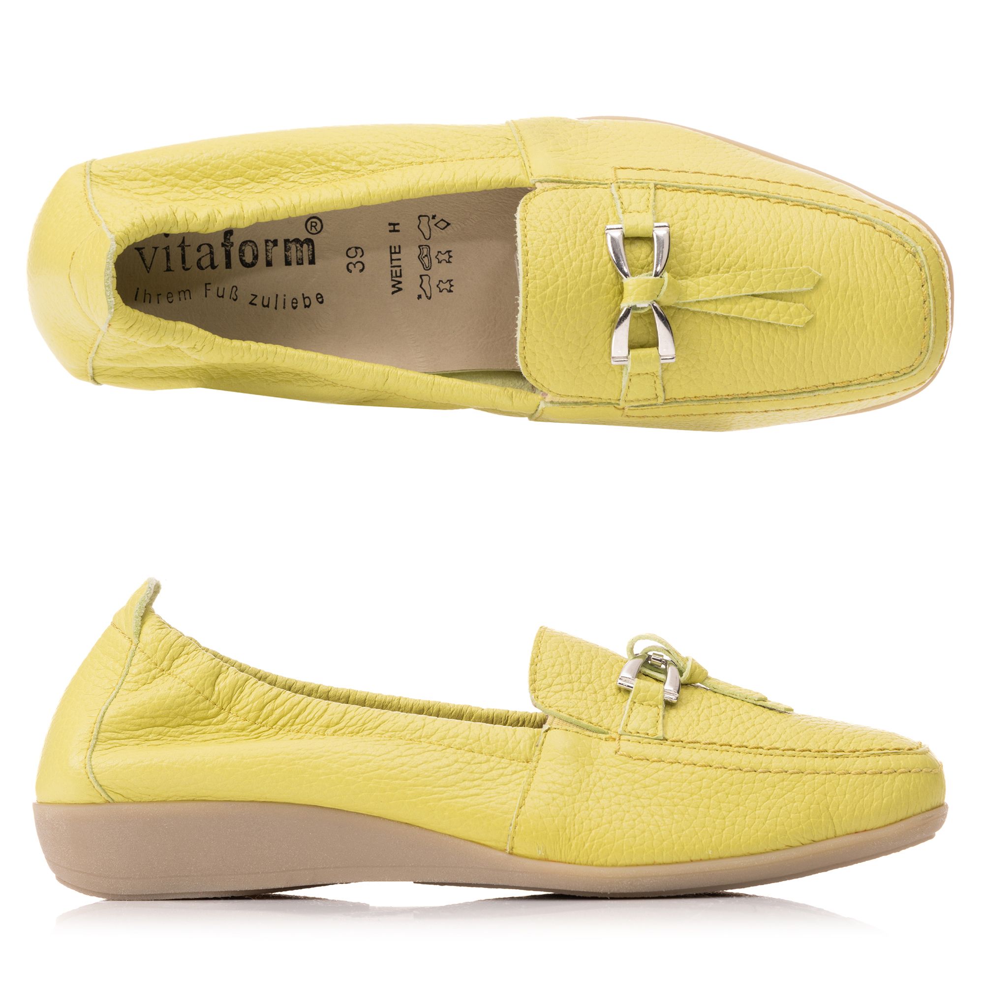 B-Ware VITAFORM Damen- Mokassin Hirschleder Metall Schmucktrense