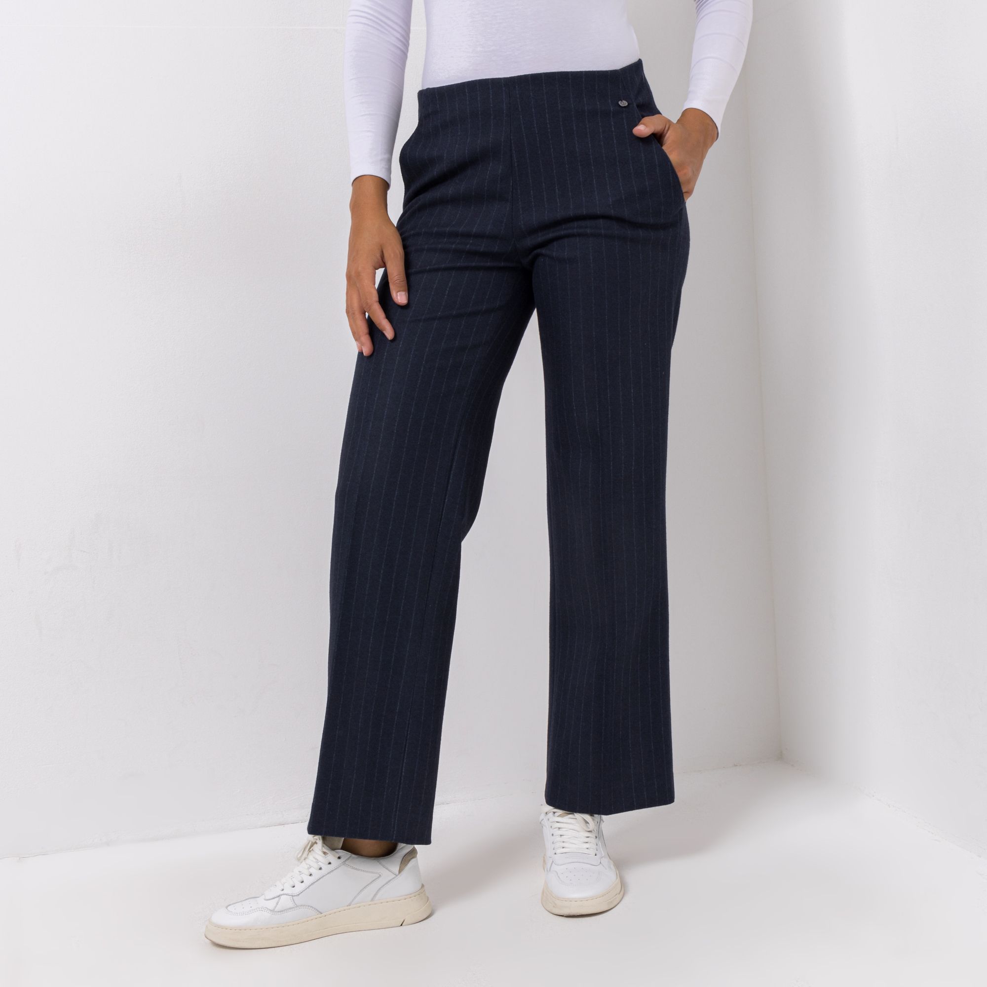 B-Ware EVA LUTZ Hose, lange Form Rundumdehnbund Nadelstreifen