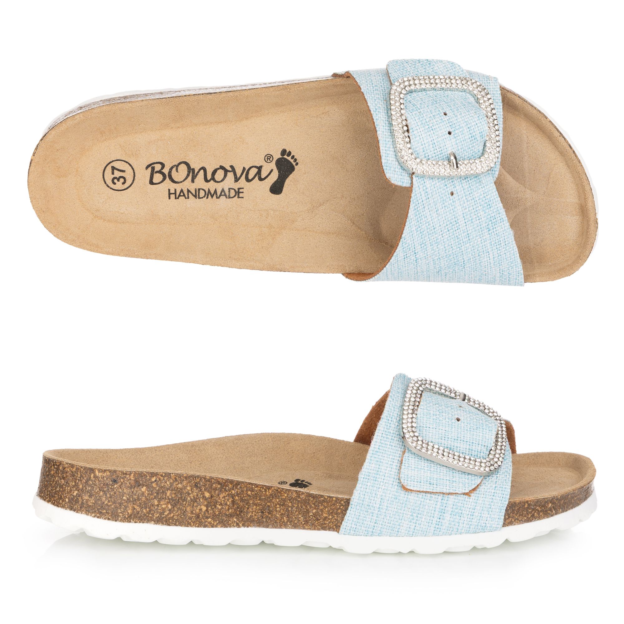 B-Ware BONOVA Damen-Pantolette Canvas verstellbarer Riemen