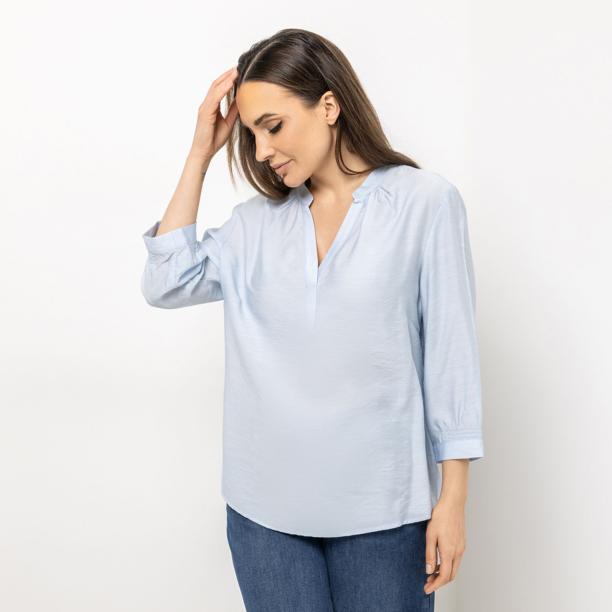 B-Ware DAWID by Dawid Tomaszewski Bluse, 3/4-Arm Serafino-Ausschnitt