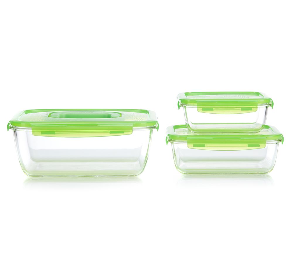 B-Ware LocknLock 3 Vorratsdosen Borosilikatglas 730ml-2,9l