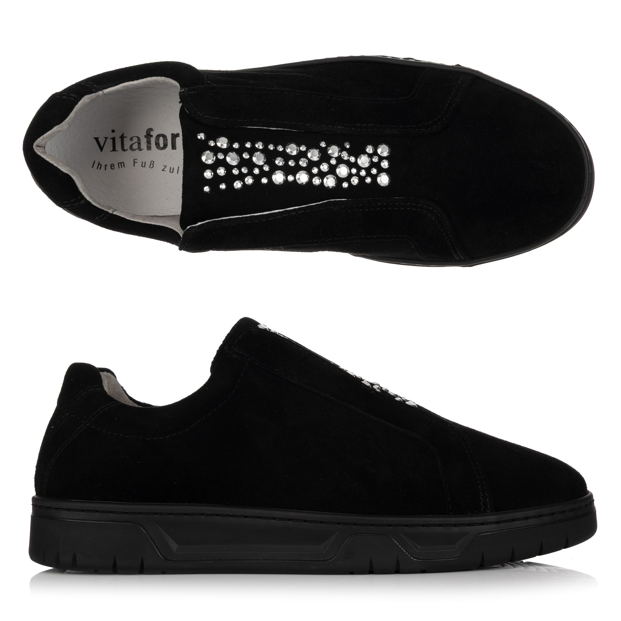 B-Ware VITAFORM Damen- Slipper Samtziege Nieten