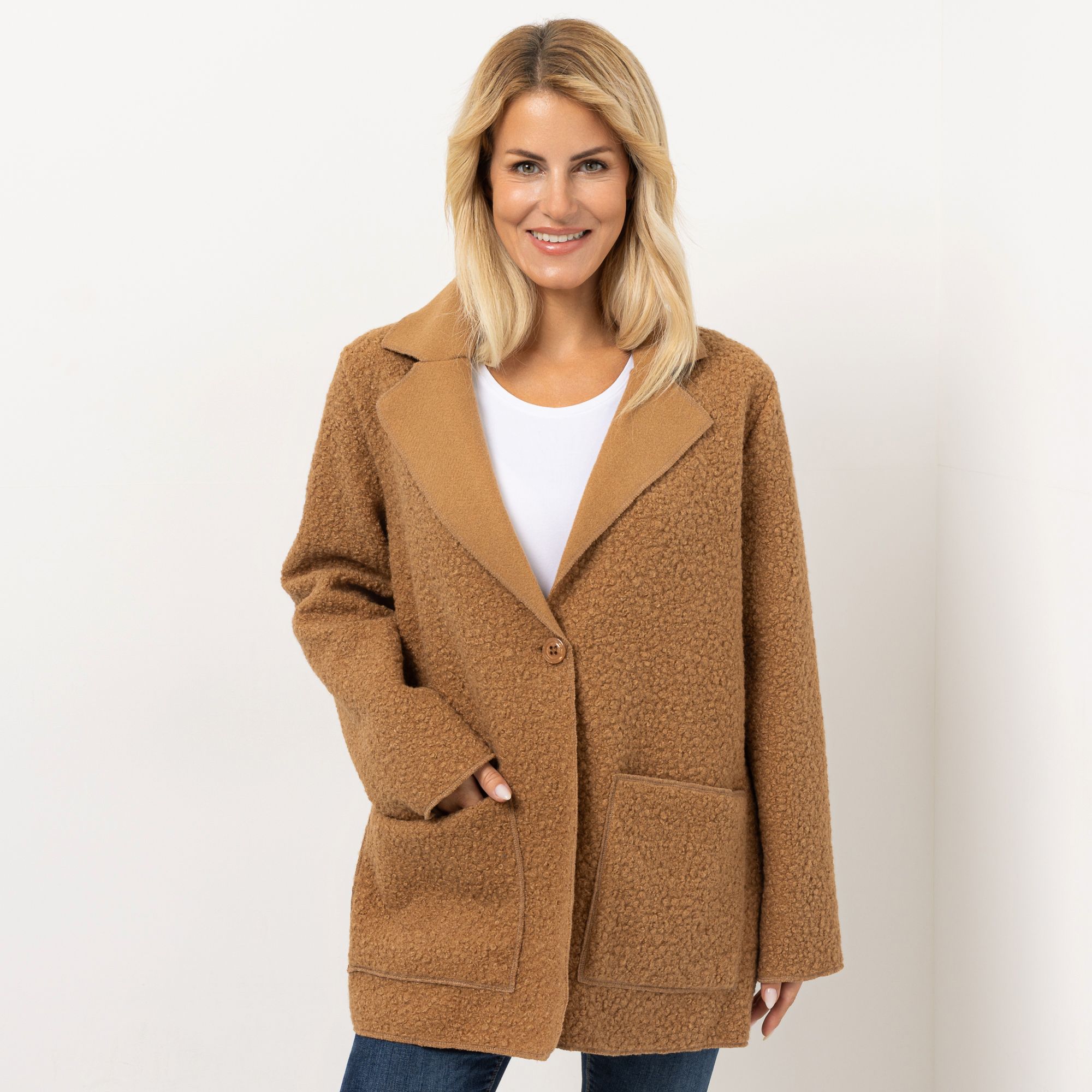 B-Ware KIM & CO. Jacke, Langarm Soft Boucle Optik aufgesetzte Taschen