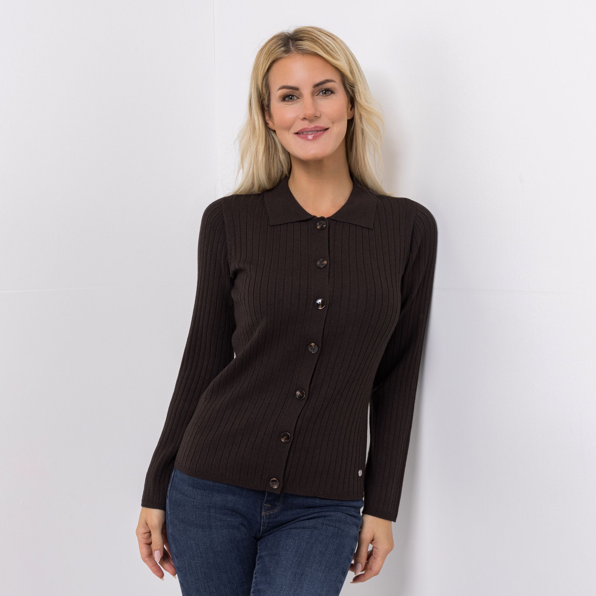 B-Ware EVA LUTZ Cardigan mit Kragen Knopfleiste