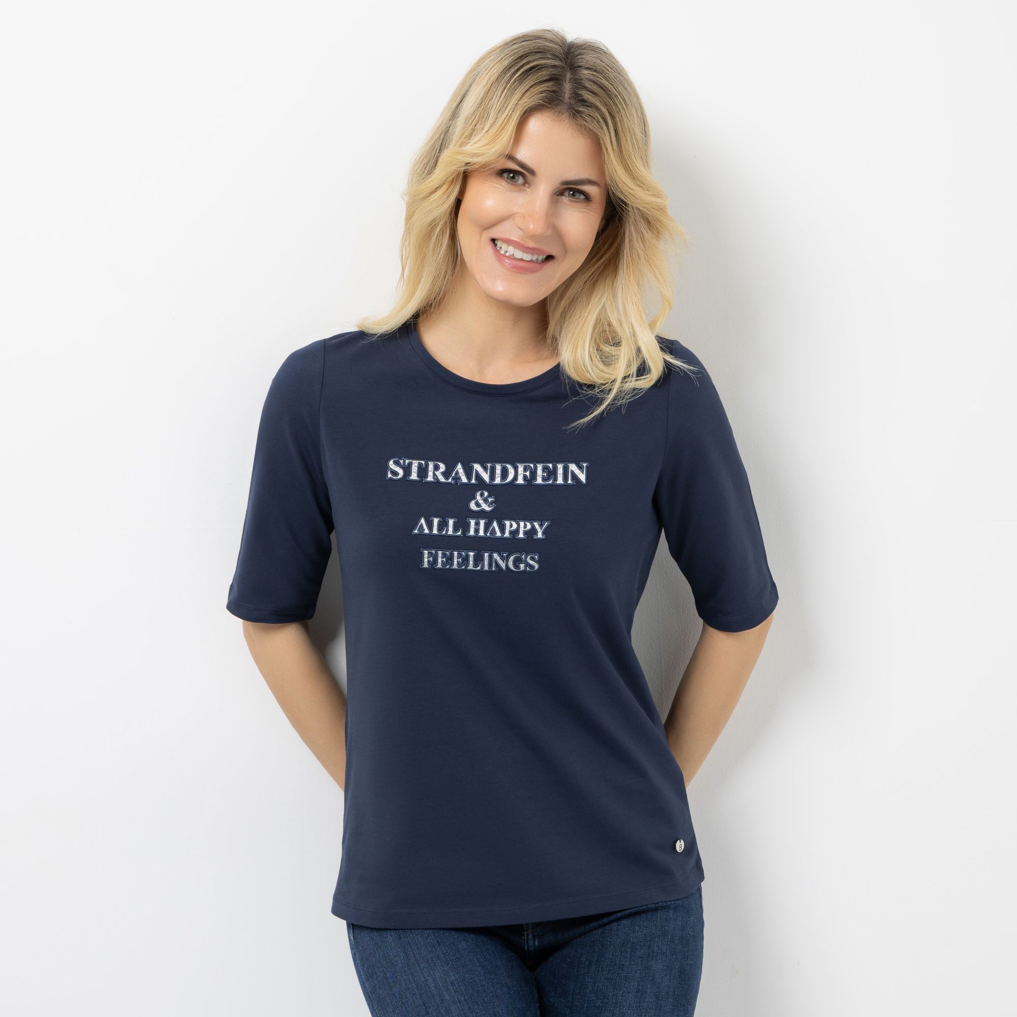 B-Ware STRANDFEIN Shirt, 1/2-Arm Rundhalsausschnitt Logo-Druck