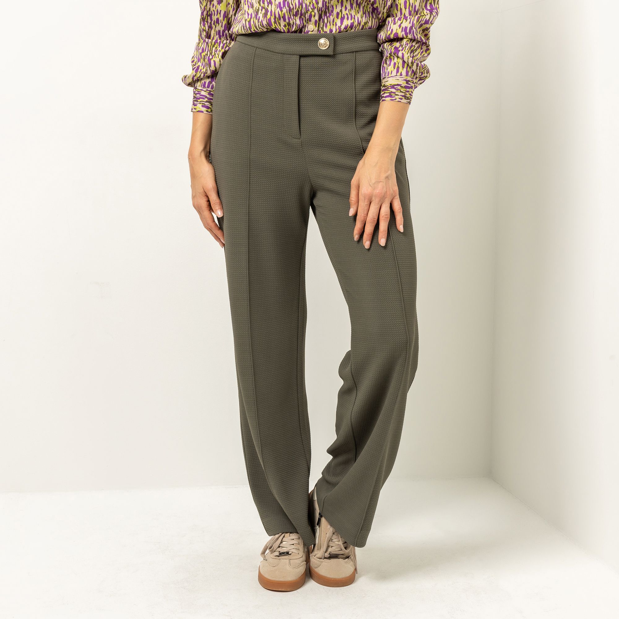 B-Ware VIA MILANO Hose, lange Form Herringbone Jacquard gerades, weites Bein