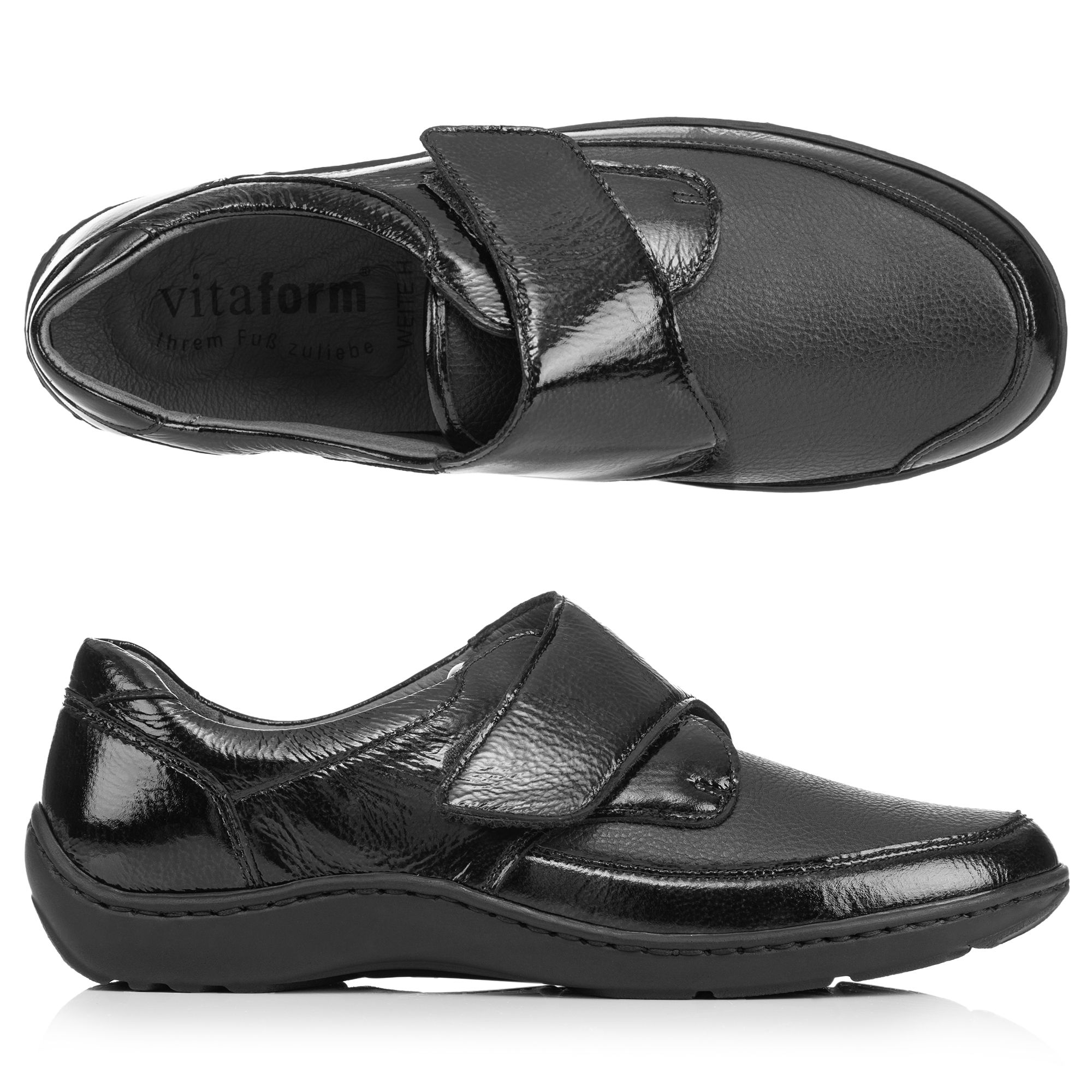 B-Ware VITAFORM Damen-Halbschuh Lackleder/ Stretch Klettverschluss