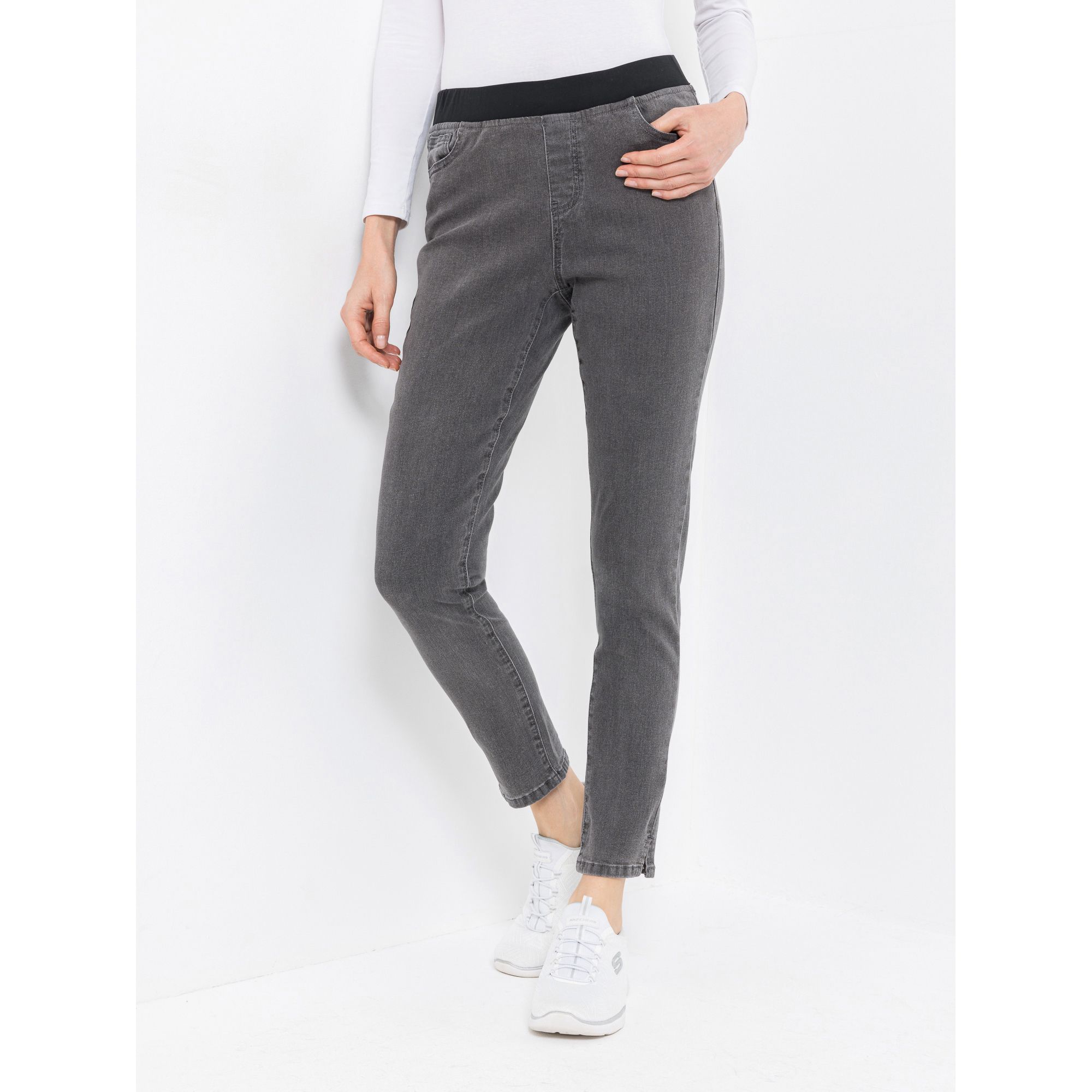 B-Ware DENIM & CO. Jeanshose Donna lange Form Rundumdehnbund