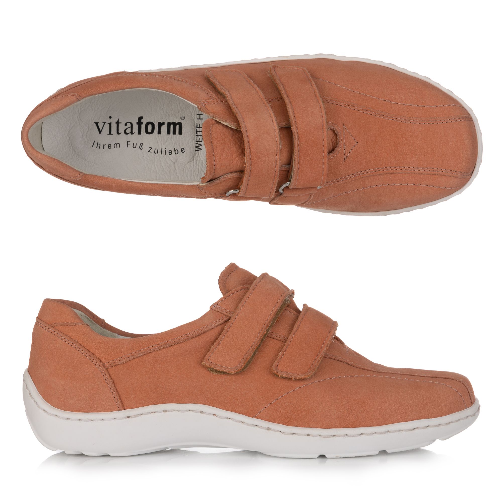 B-Ware VITAFORM Damen-Halbschuh Nubukleder 2 Klettverschlüsse