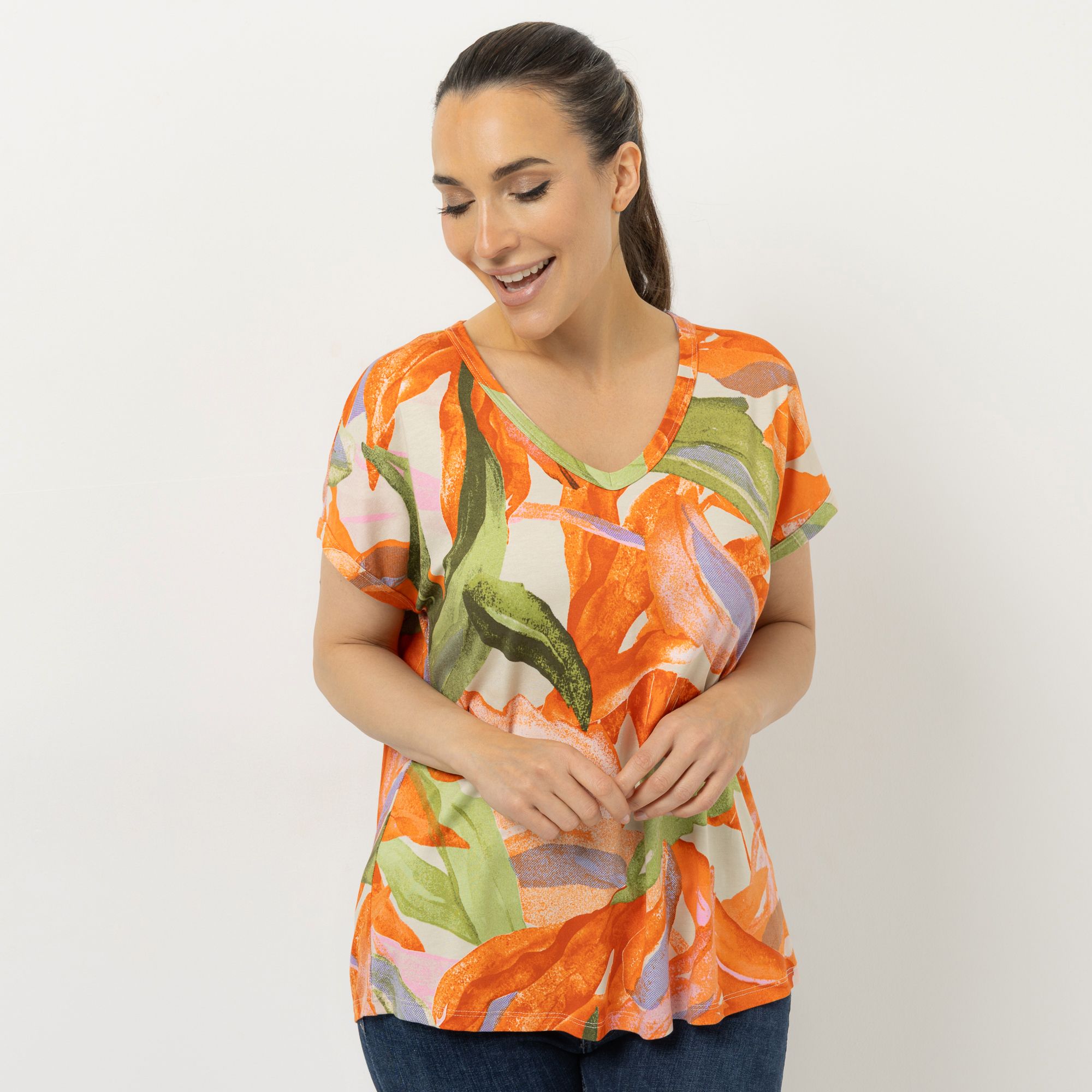 B-Ware KIM & CO. Shirt, 1/2-Arm Viskose-Jersey V-Ausschnitt