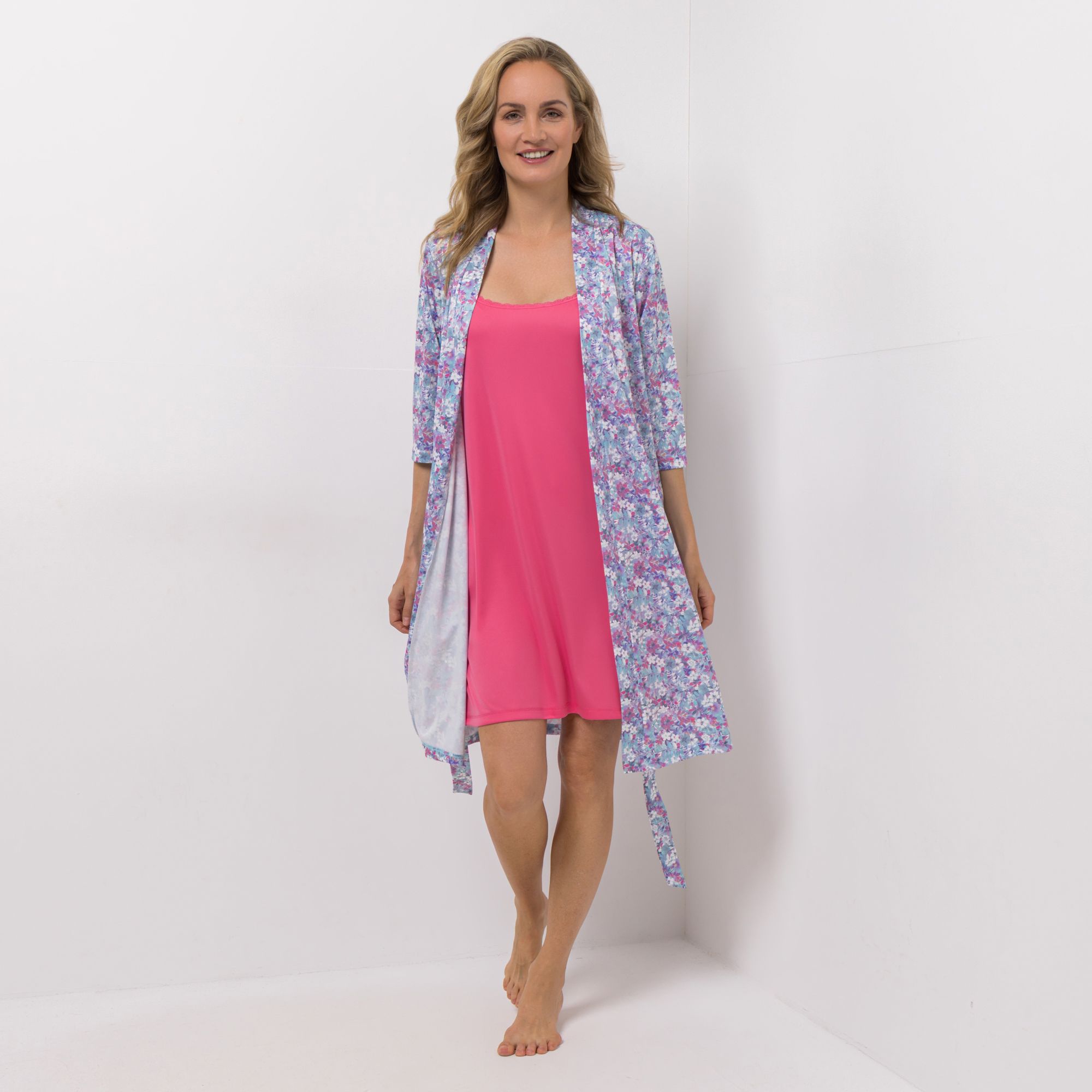 B-Ware LITTLE ROSE Nachthemd mit Morgenmantel Mikrofaser