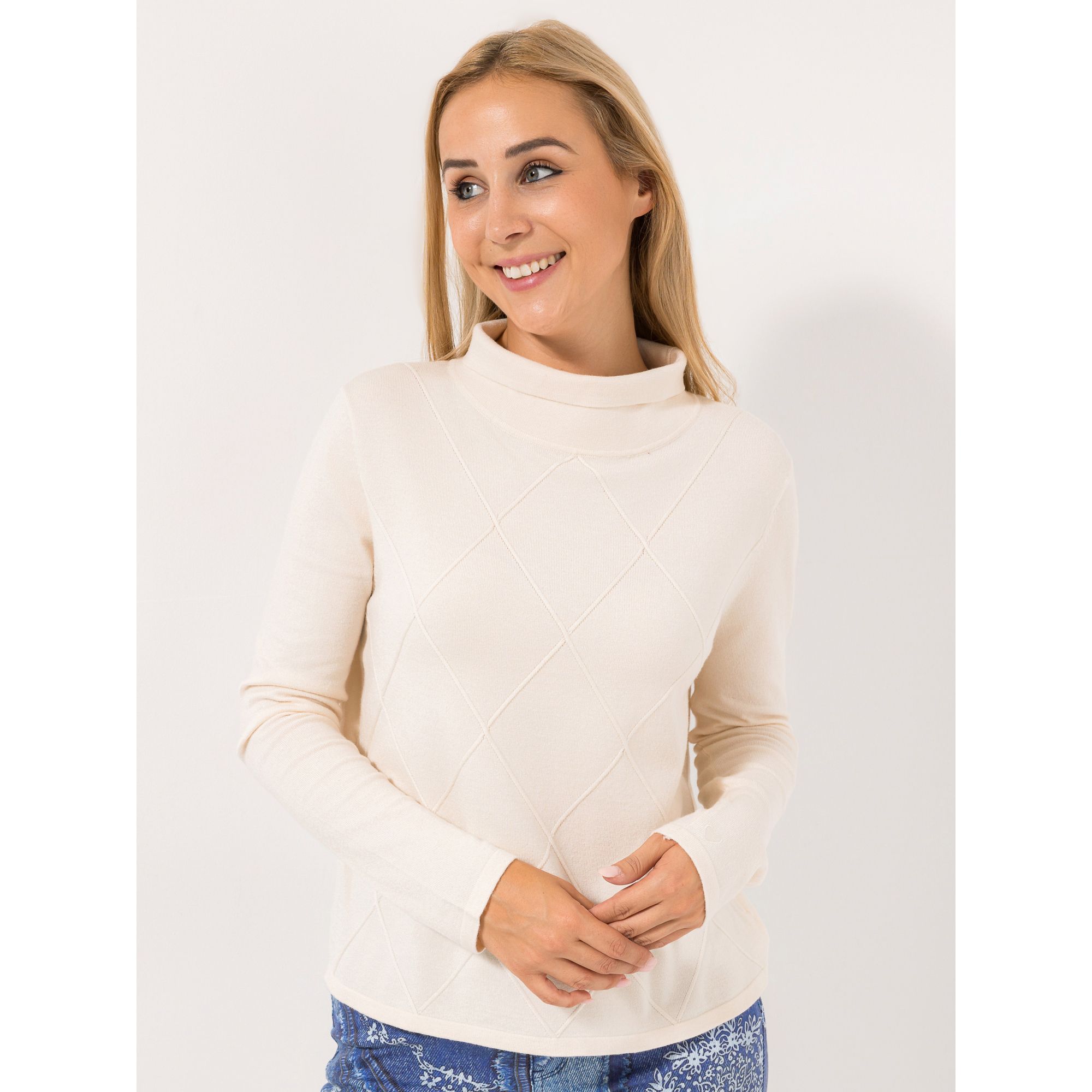 B-Ware ANNI FOR FRIENDS Pullover Alva 1/1-Arm, Stehkragen Strukturdetails