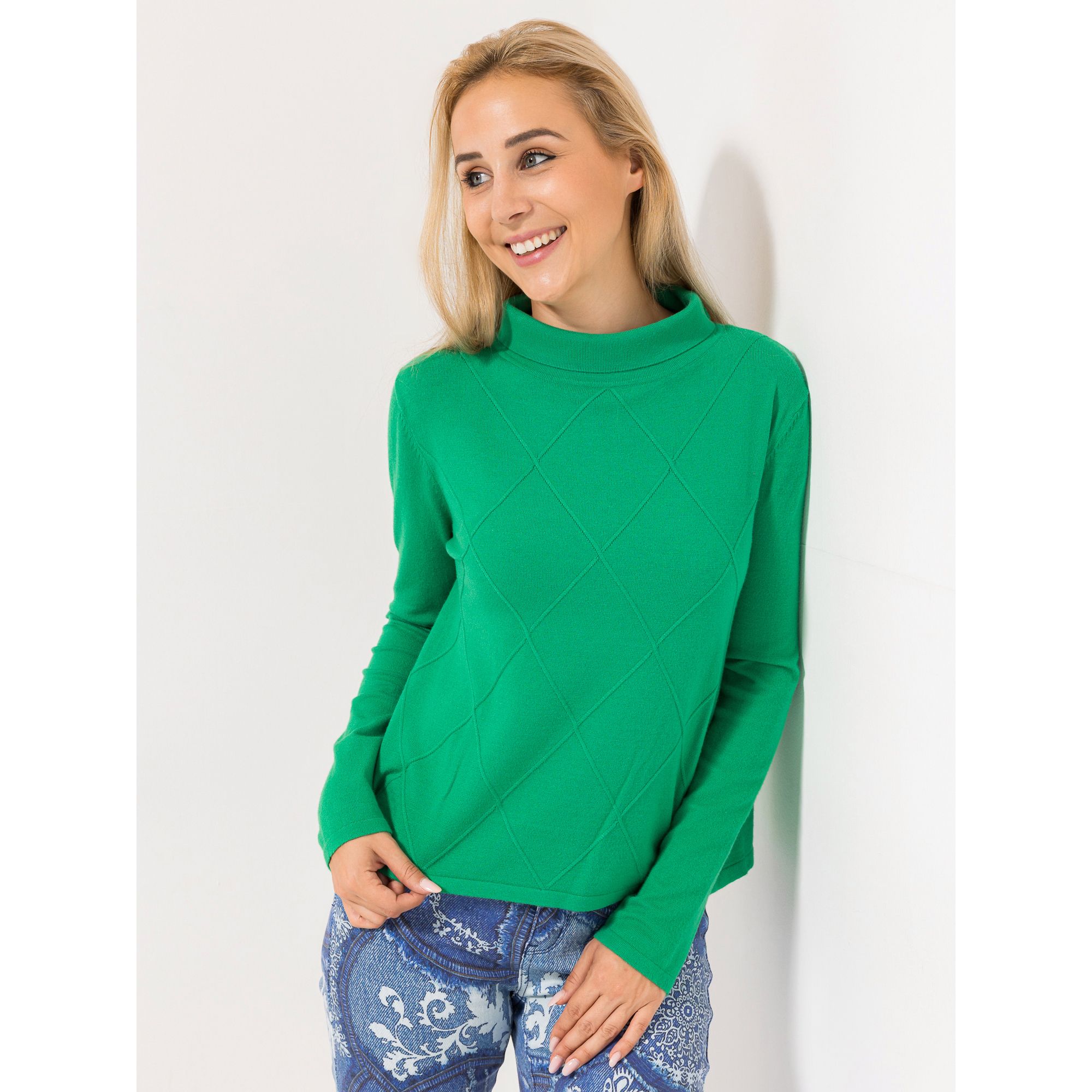 B-Ware ANNI FOR FRIENDS Pullover Alva 1/1-Arm, Stehkragen Strukturdetails