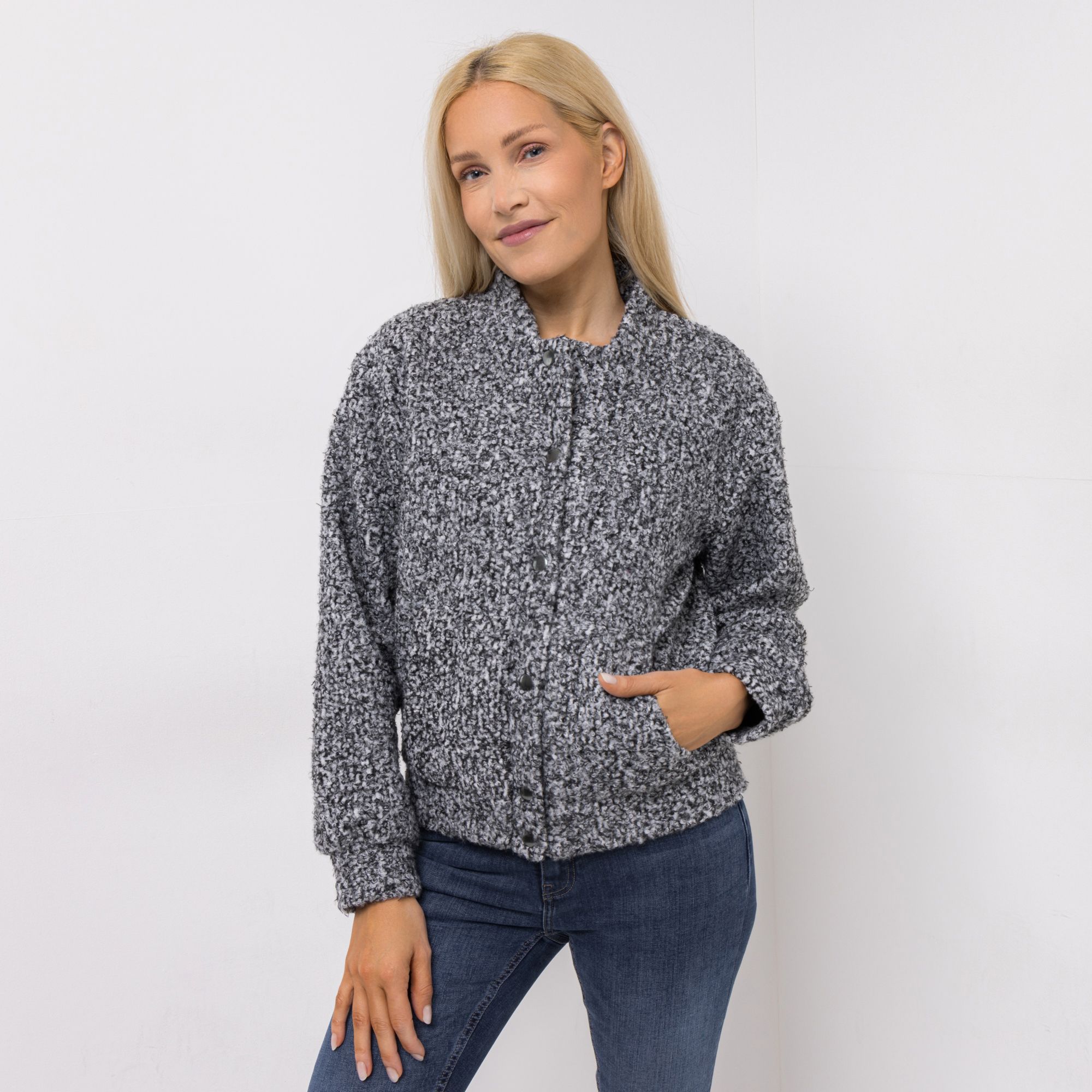 B-Ware DINE 'N' DANCE Jacke, 1/1-Arm Boucle-Ware Druckknopfleiste