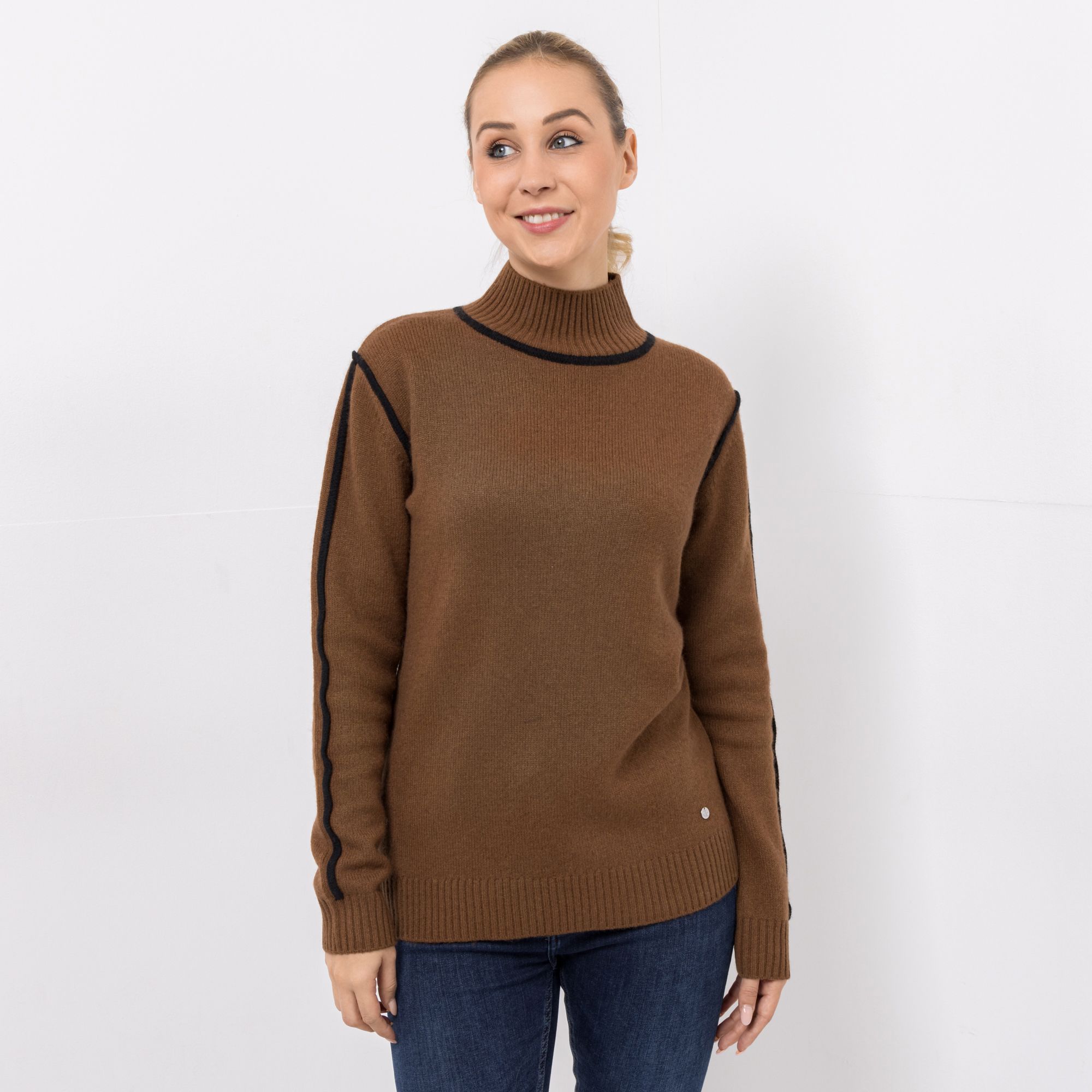 B-Ware EVA LUTZ Pullover mit Stehkragen Kontrast-Details