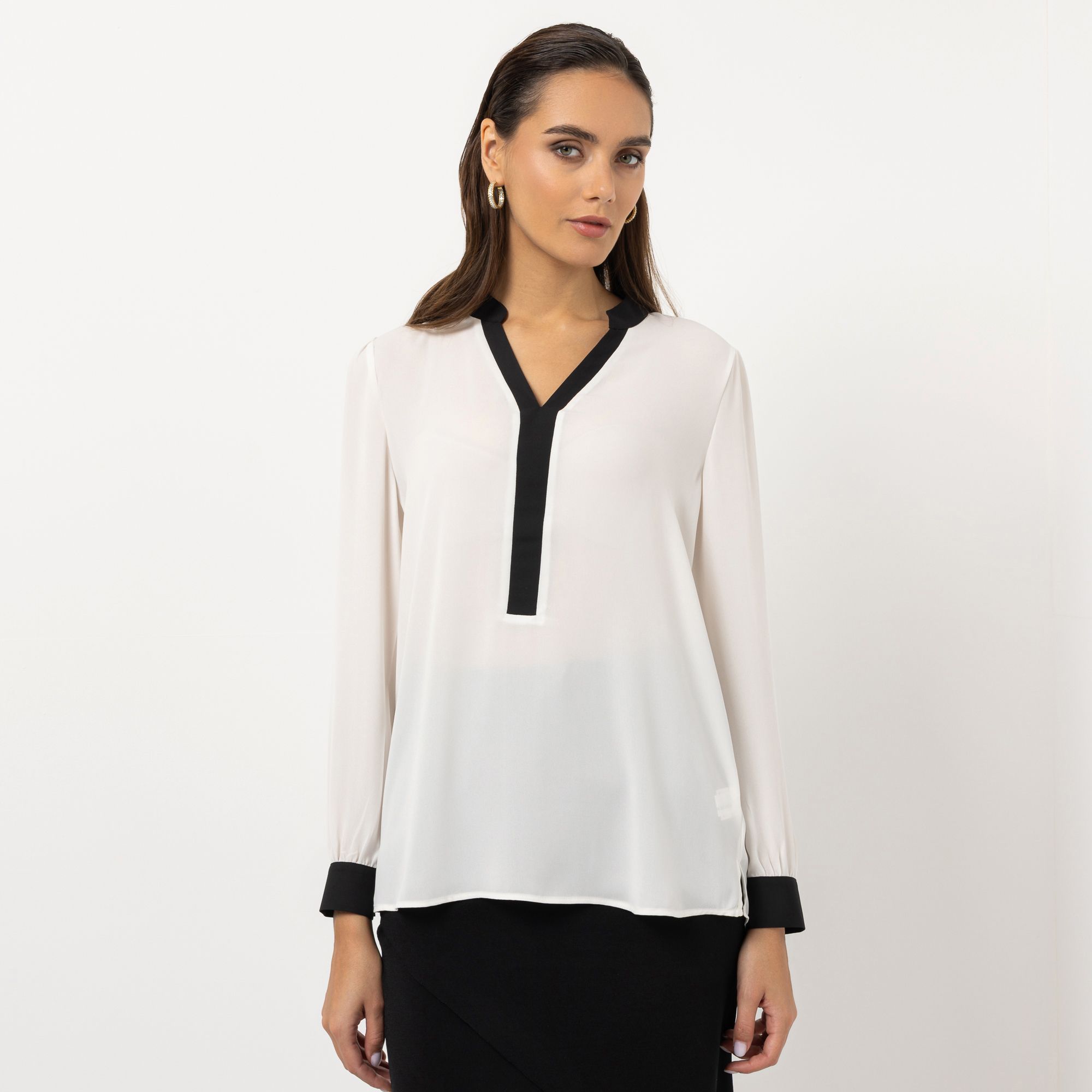 B-Ware STEFFEN SCHRAUT Bluse Serafino-Ausschnitt Kontrastdetails