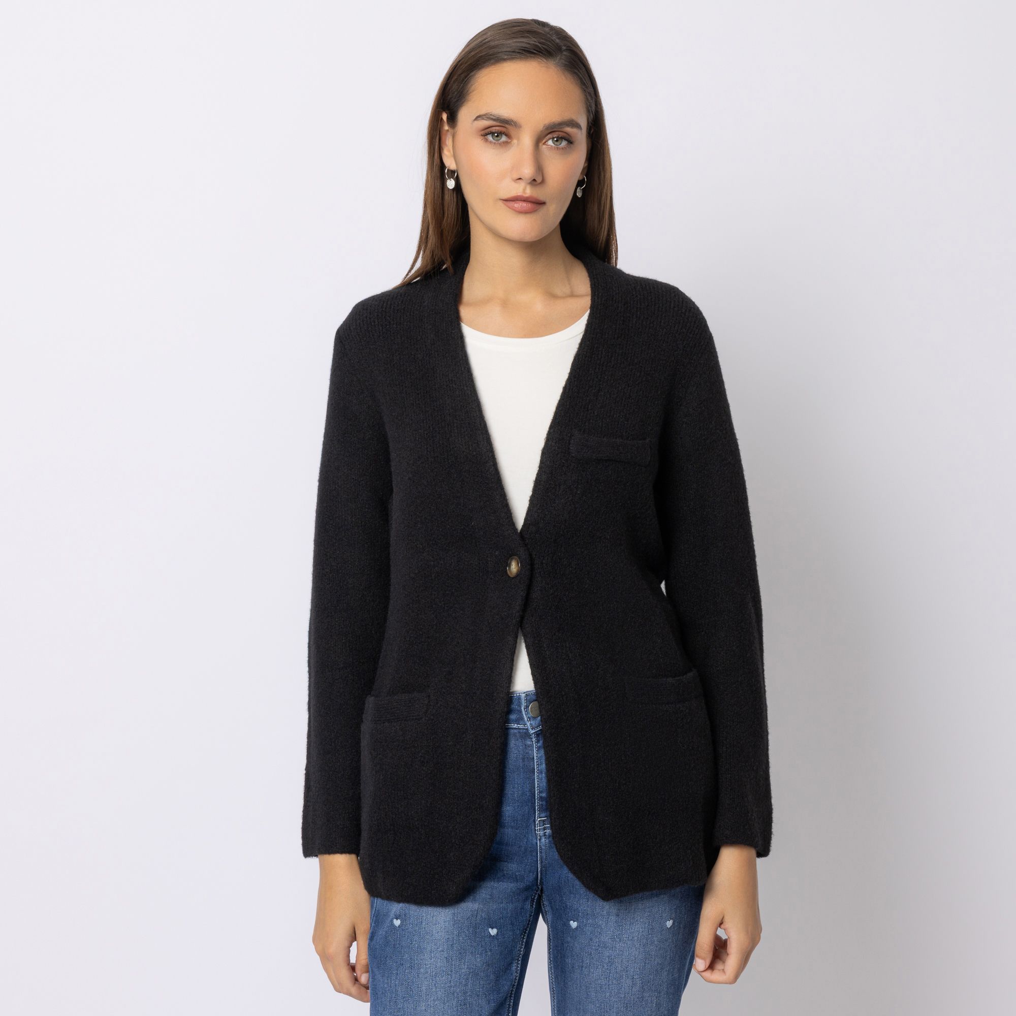 B-Ware STEFFEN SCHRAUT Longcardigan V-Ausschnitt Leistentaschen