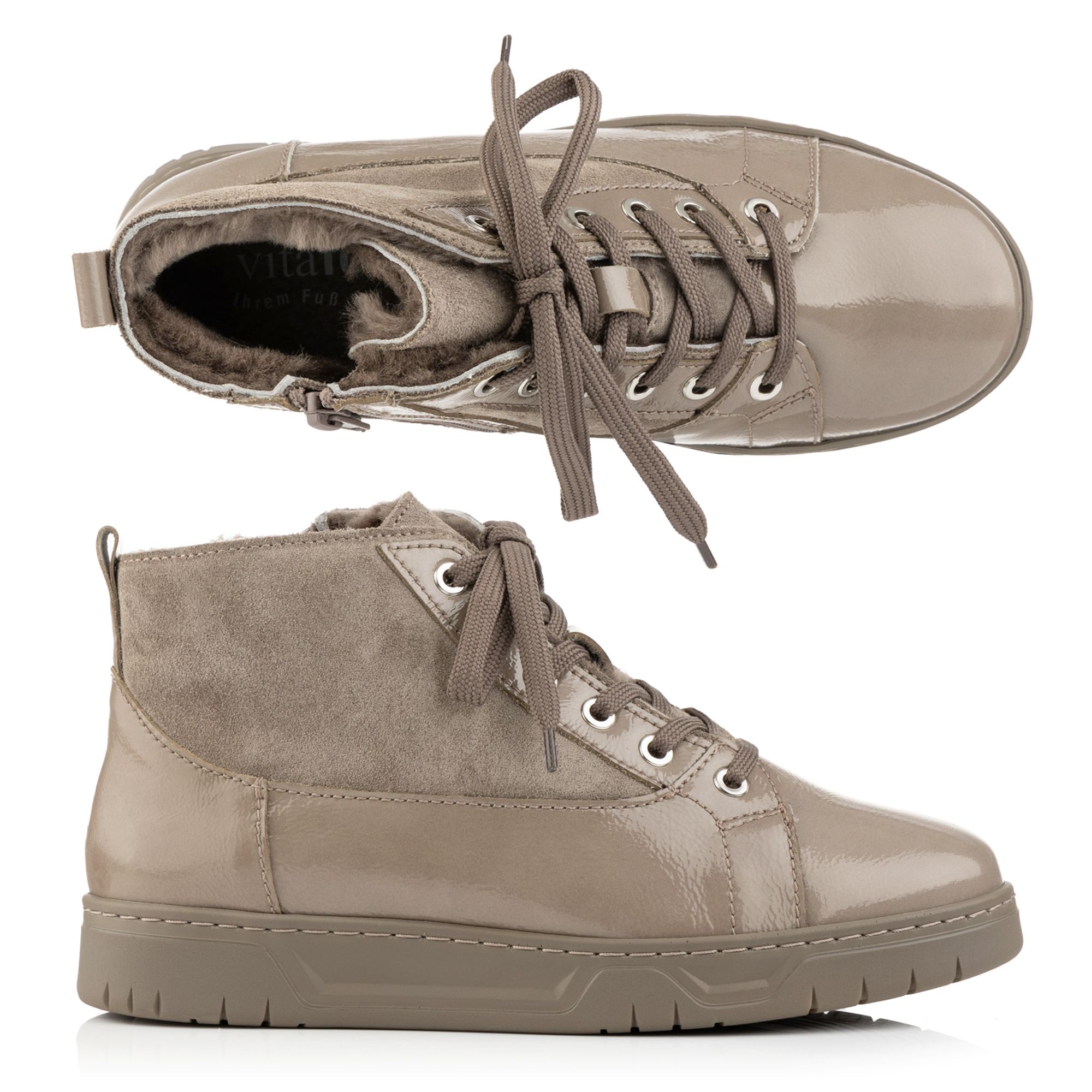 B-Ware VITAFORM Damen-Stiefelette Lackstretch Lammfell