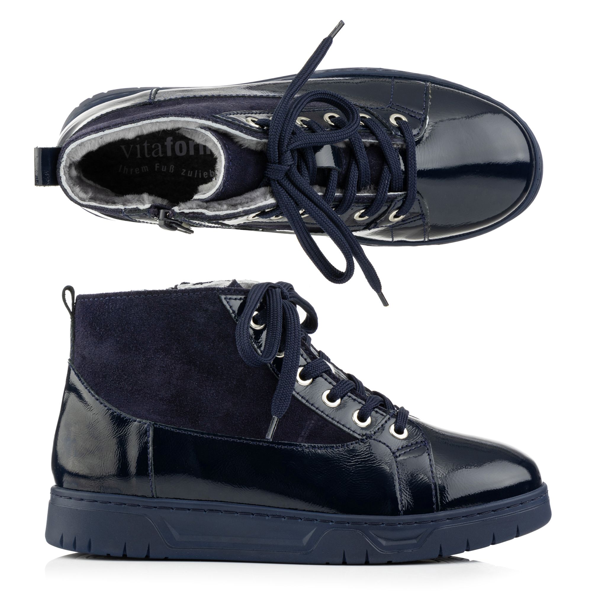 B-Ware VITAFORM Damen-Stiefelette Lackstretch Lammfell