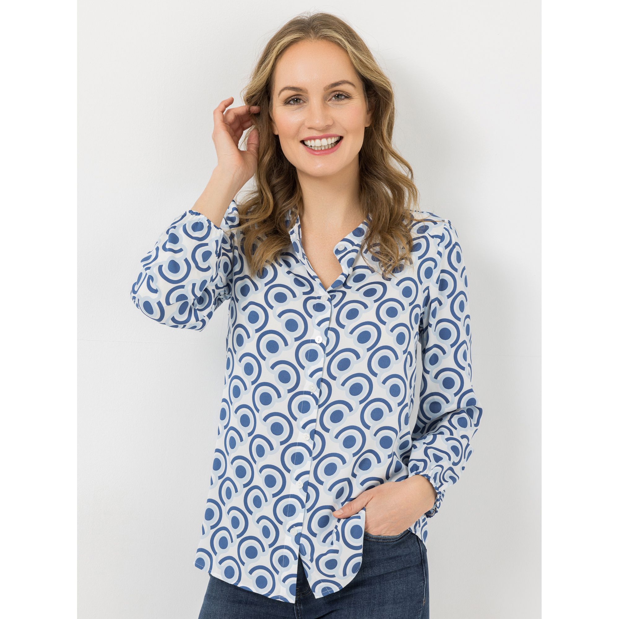 B-Ware VIA MILANO Bluse, 1/1-Arm Stehkragen Bündchen am Ärmel