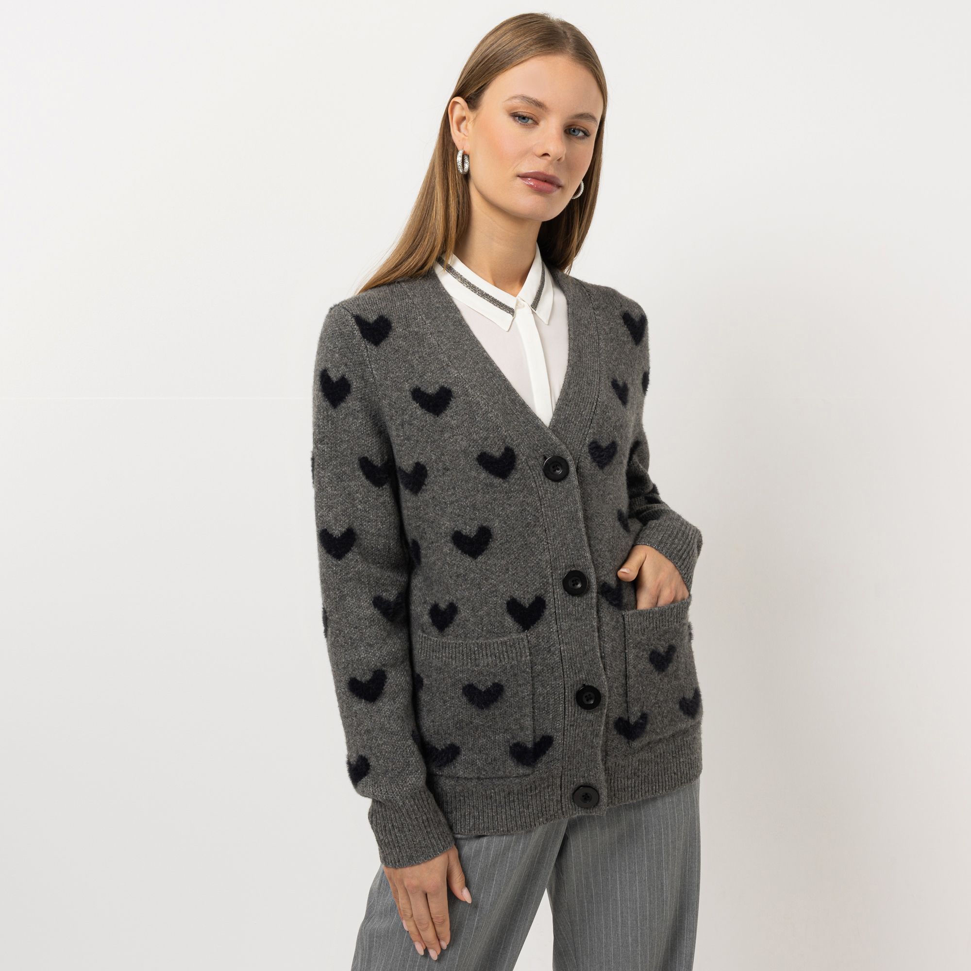 B-Ware STEFFEN SCHRAUT Cardigan V-Ausschnitt Herzmuster