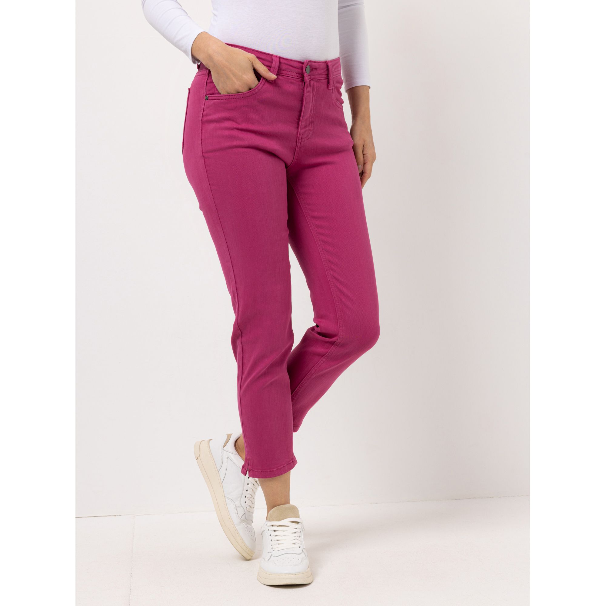 B-Ware VIA MILANO Jeans, 7/8-Länge 5-Pocket-Style Logo-Stickerei