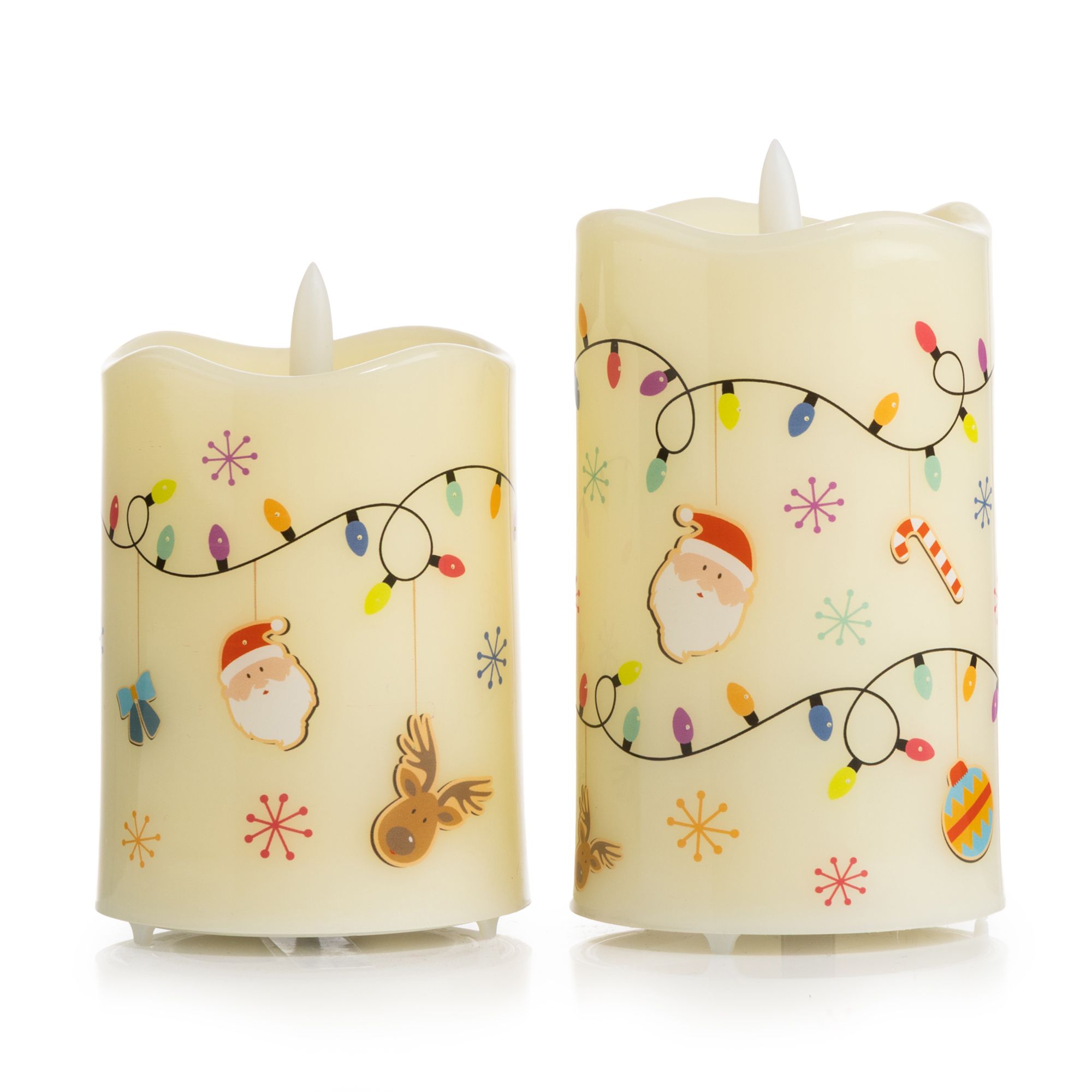 B-Ware ELAMBIA 2 LED-Kerzen Fiberglas-Effekt Weihnachts-Motiv