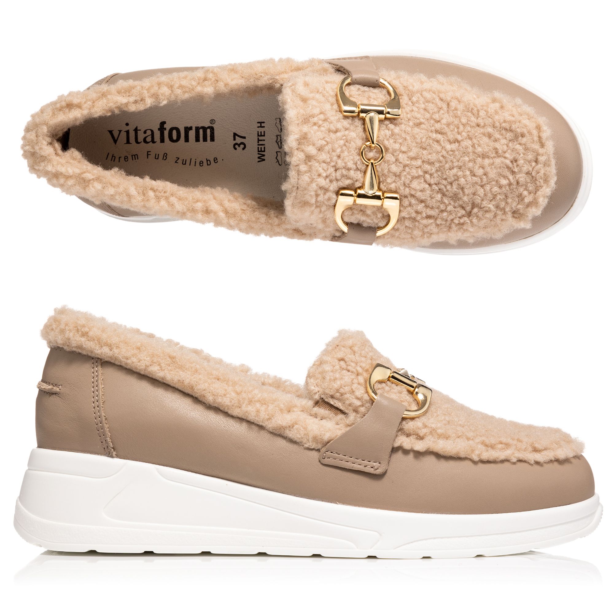 B-Ware VITAFORM Damen-Slipper Softnappaleder Teddyfell