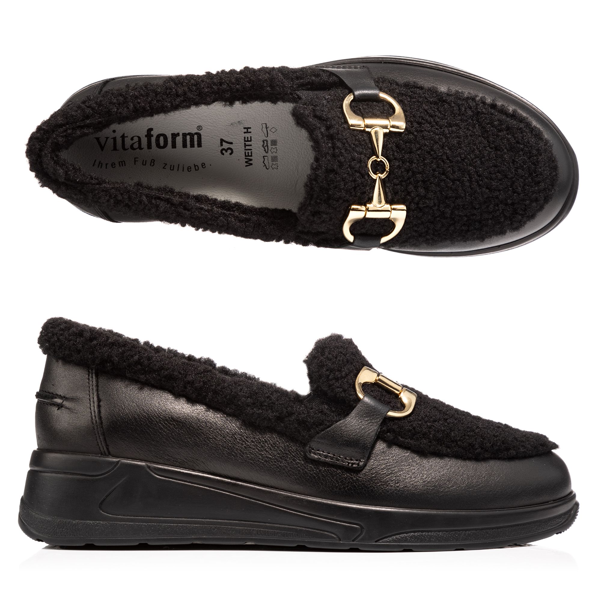 B-Ware VITAFORM Damen-Slipper Softnappaleder Teddyfell