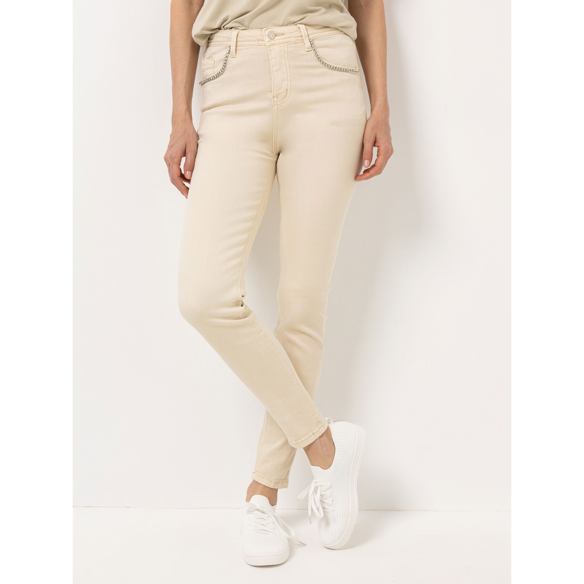 B-Ware VIA MILANO Jeans, knöchellang 5-Pocket-Style Strassdetails