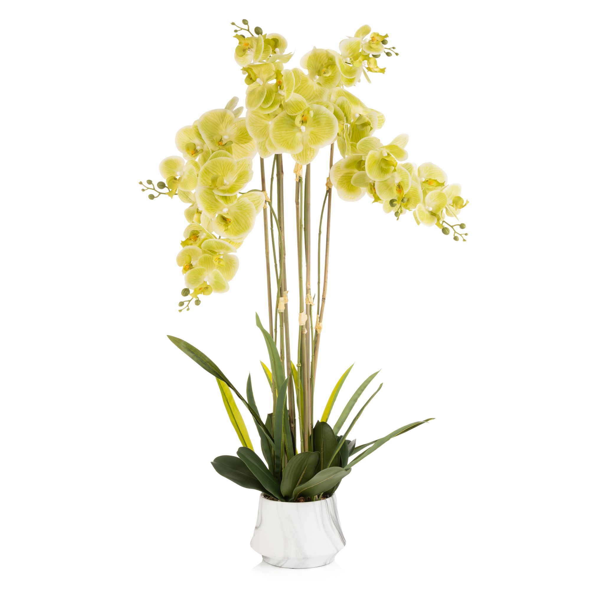 B-Ware ABELLA Flora künstliche Orchidee Realtouch-Blüten Marmoroptik-Topf