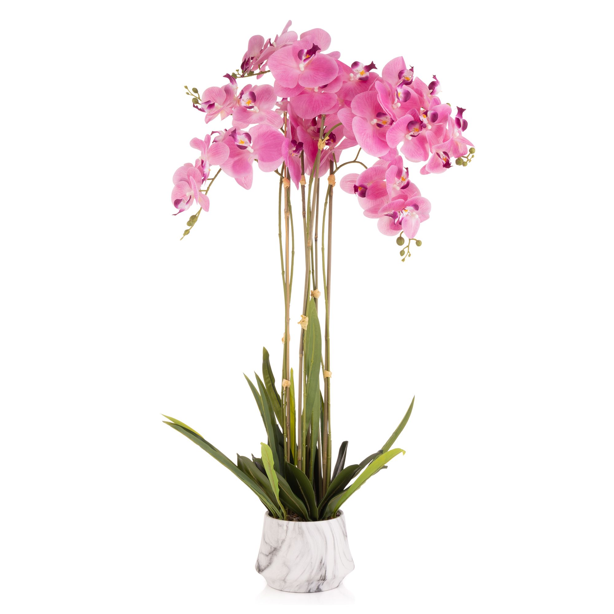 B-Ware ABELLA Flora künstliche Orchidee Realtouch-Blüten Marmoroptik-Topf