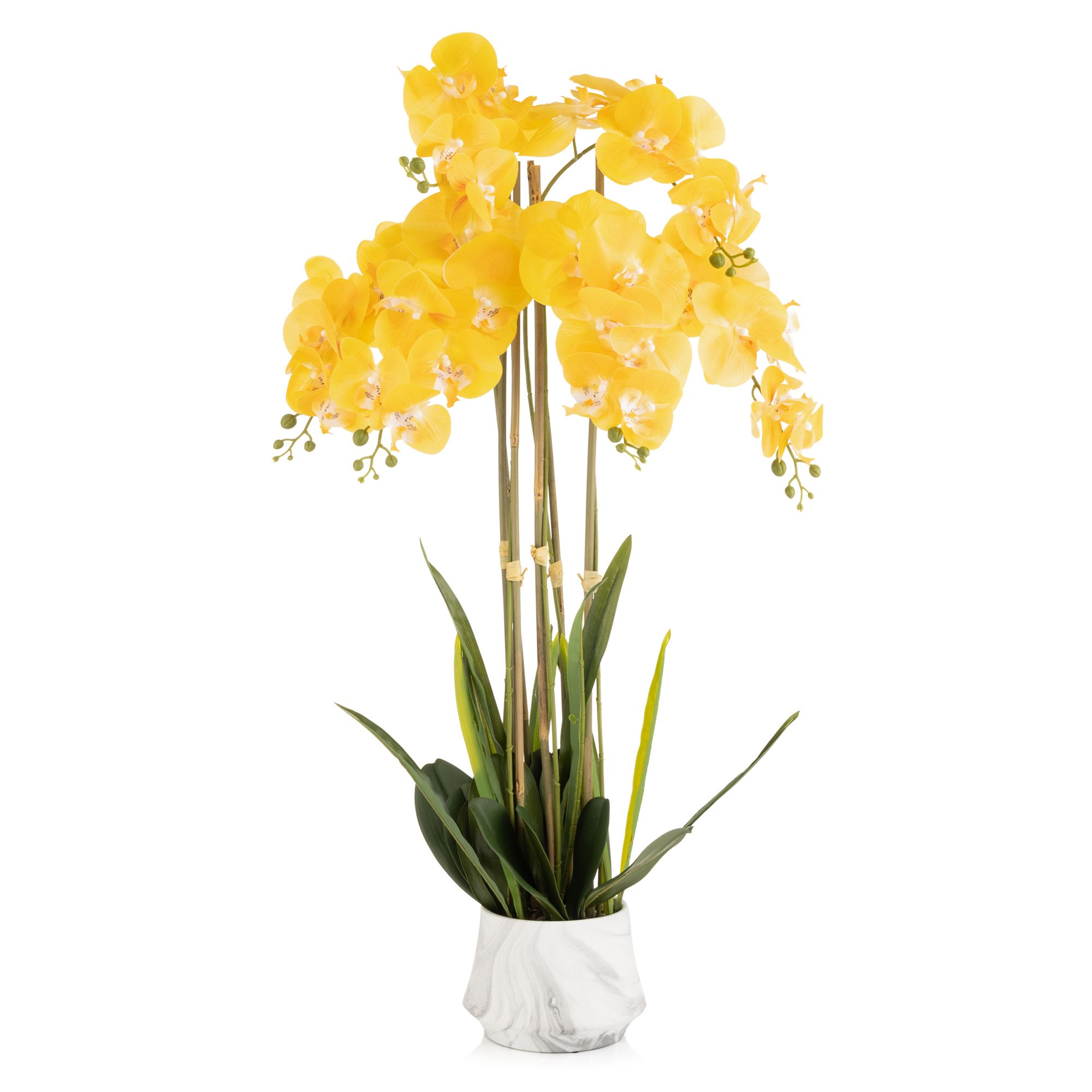 B-Ware ABELLA Flora künstliche Orchidee Realtouch-Blüten Marmoroptik-Topf