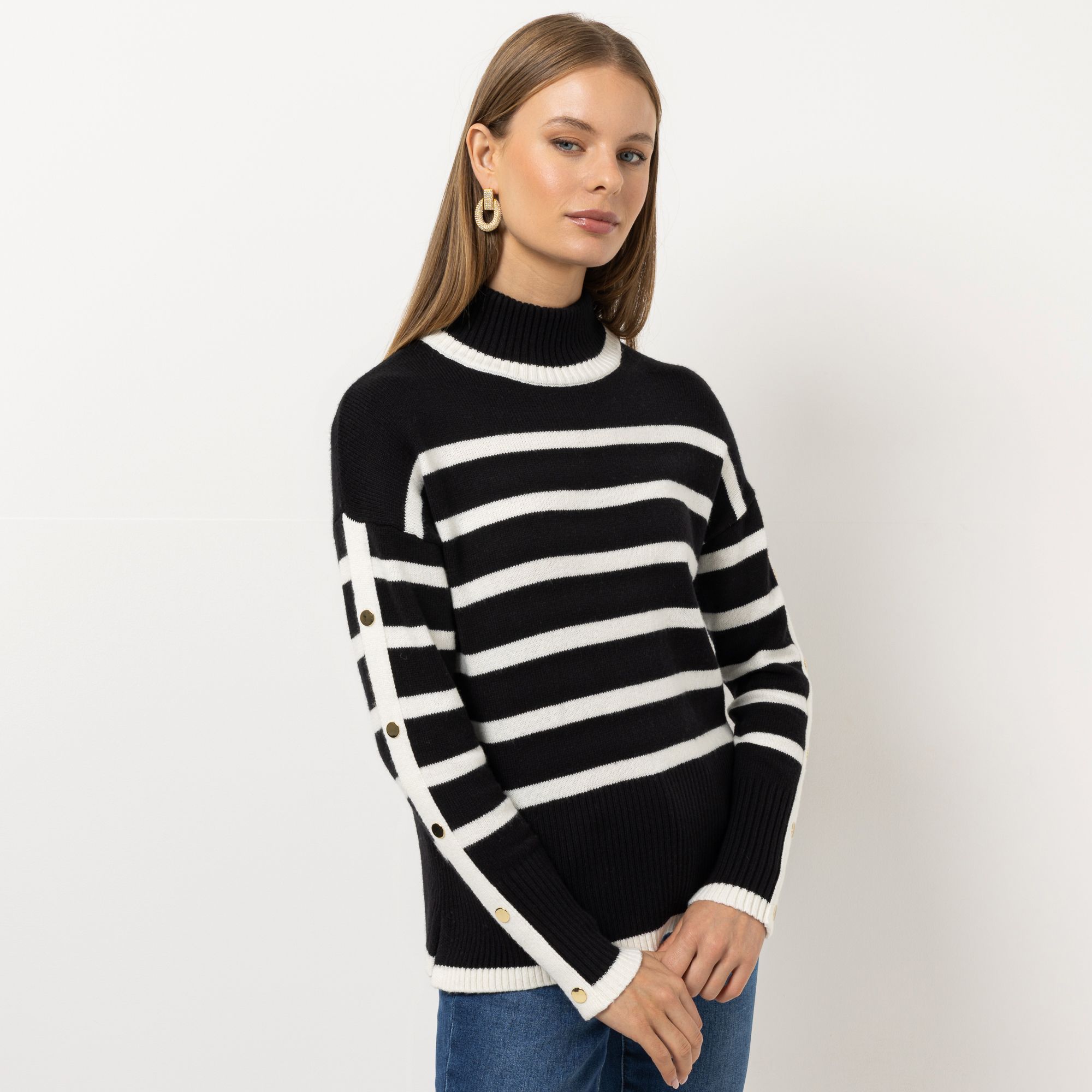 B-Ware STEFFEN SCHRAUT Pullover breiter Stehkragen Ziernieten