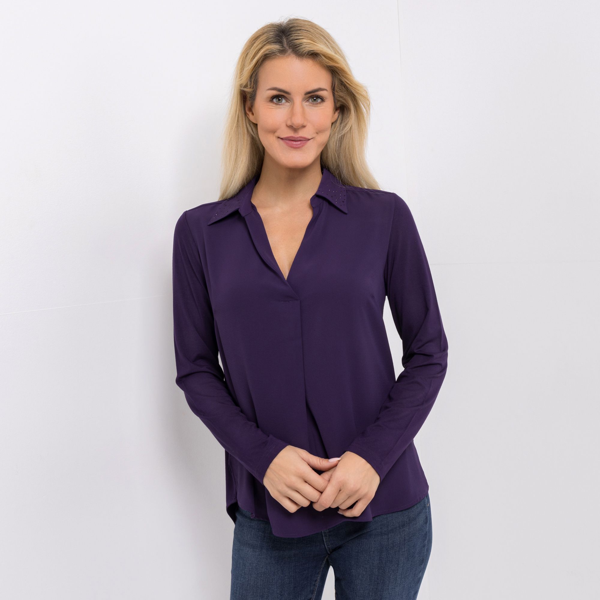 B-Ware DAWID by Dawid Tomaszewski Blusenshirt, Langarm Materialmix, Strass