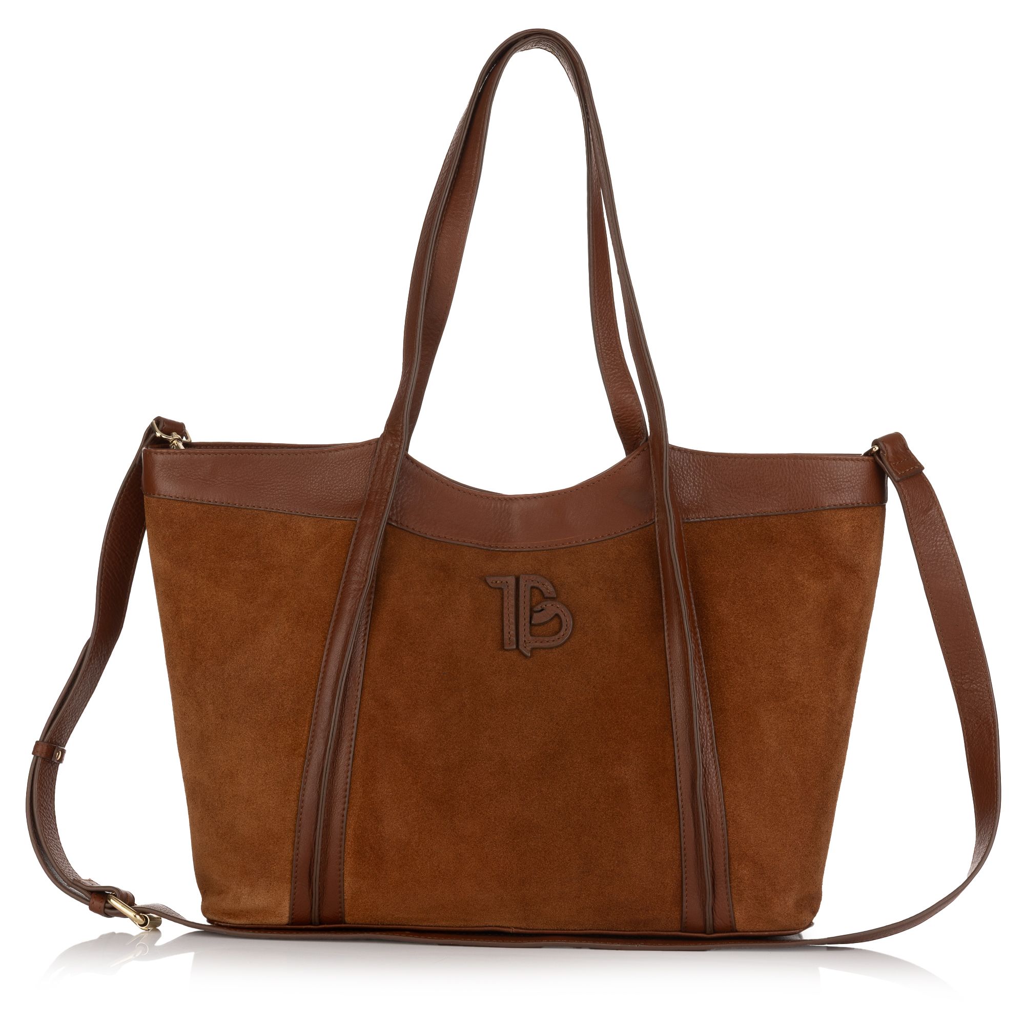B-Ware BRUCE DARNELL Medium-Shopper Materialmix aus Velours- & Glattleder