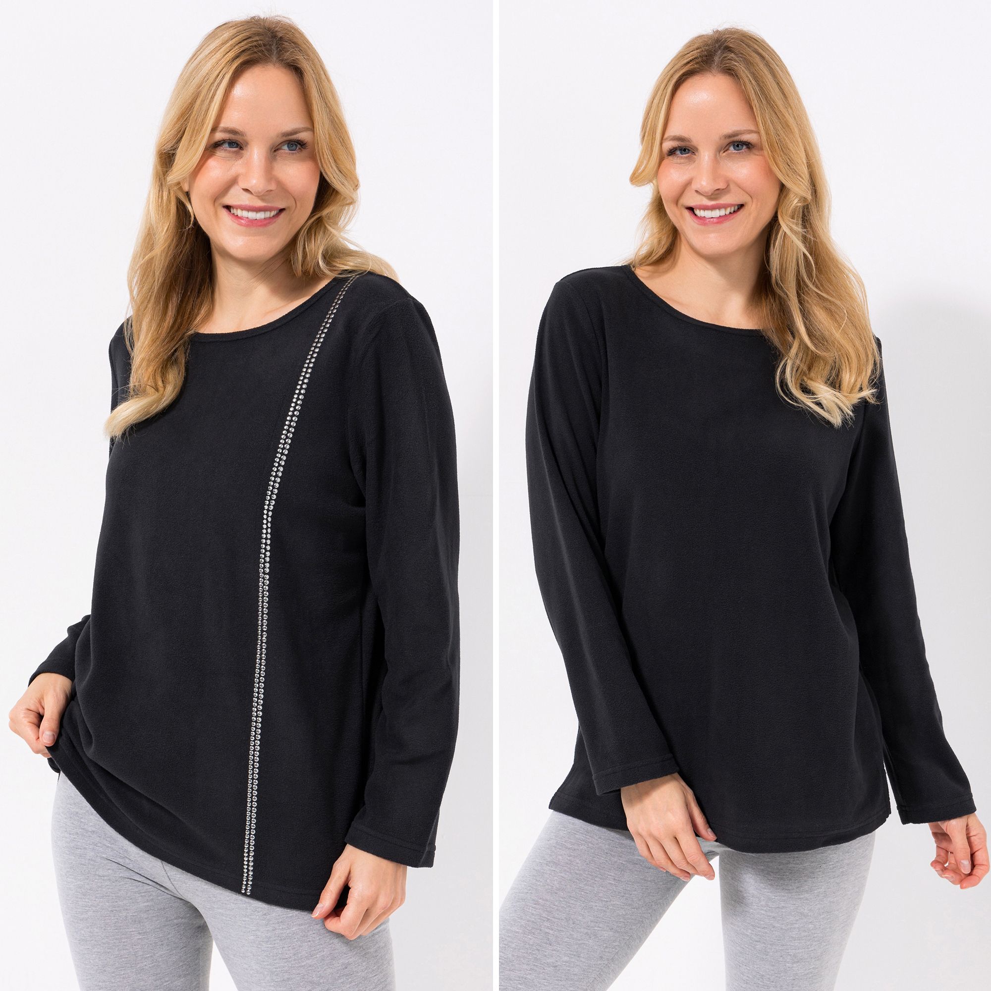 B-Ware POLARSTERN HOMEWEAR 2 Shirts, 1/1-Arm Mikrofaser Fleece U-Boot-Ausschnitt