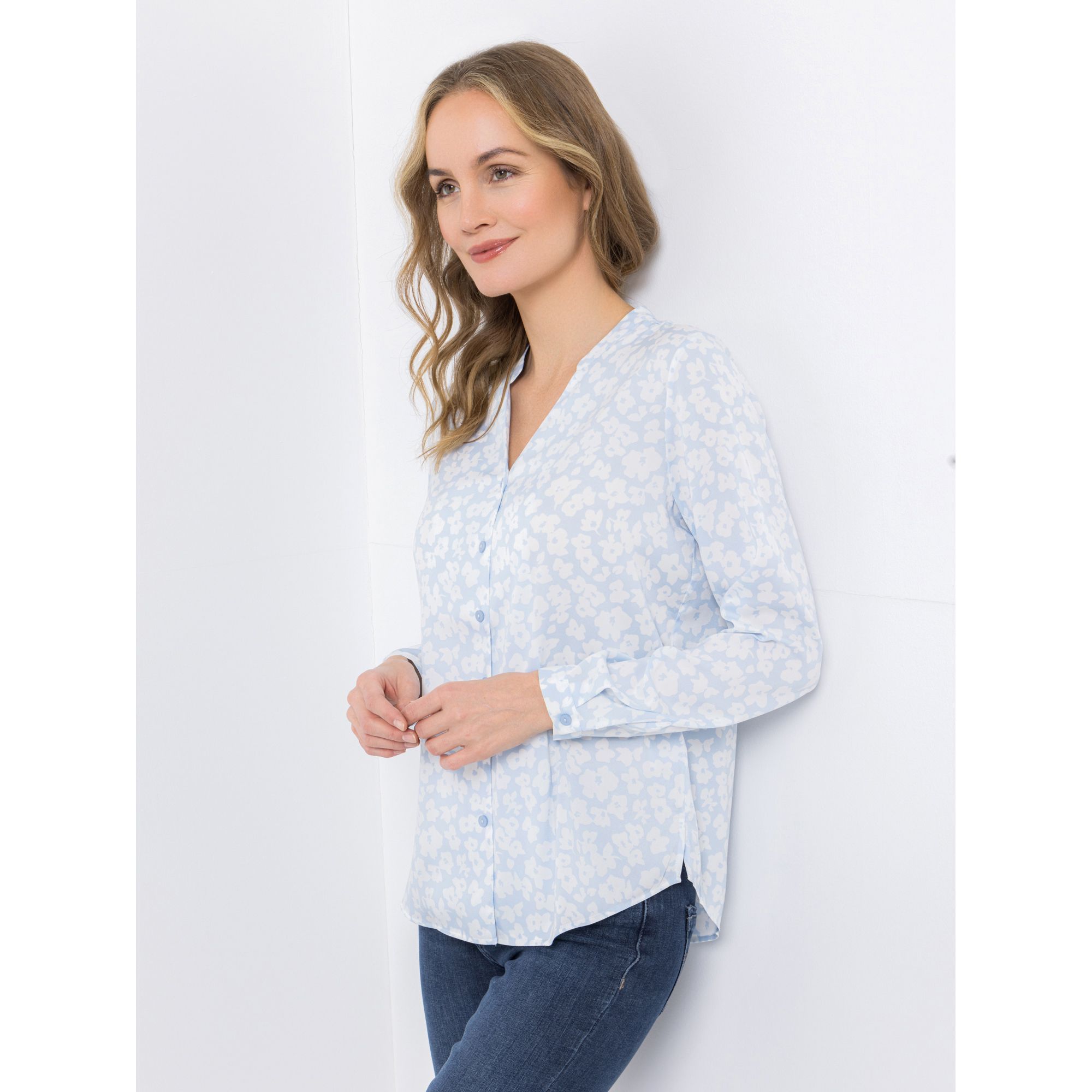 B-Ware VIA MILANO Bluse, 1/1-Arm Stehkragen mit V-Ausschnitt