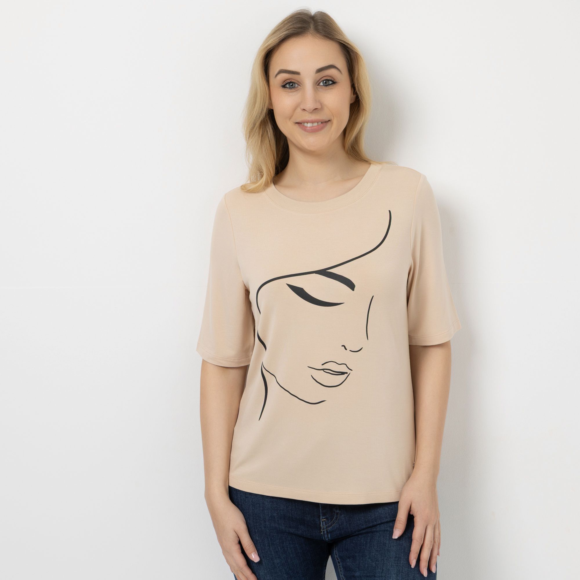 B-Ware EVA LUTZ Shirt, langer 1/2-Arm Rundhalsausschnitt mit ECOVERO Viskose