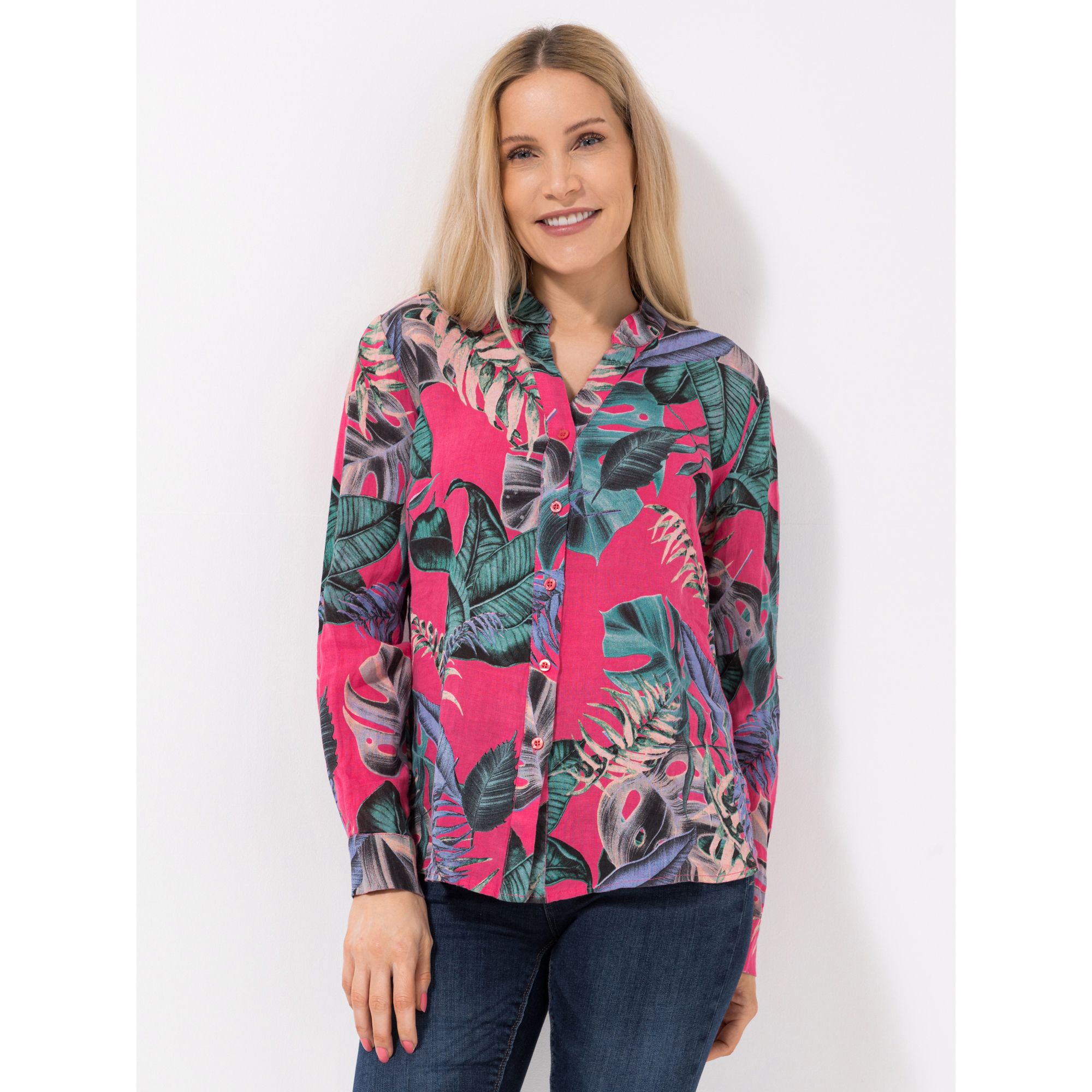 B-Ware DINE 'N' DANCE Bluse Frida 1/1-Arm, Leinen Ärmelriegel