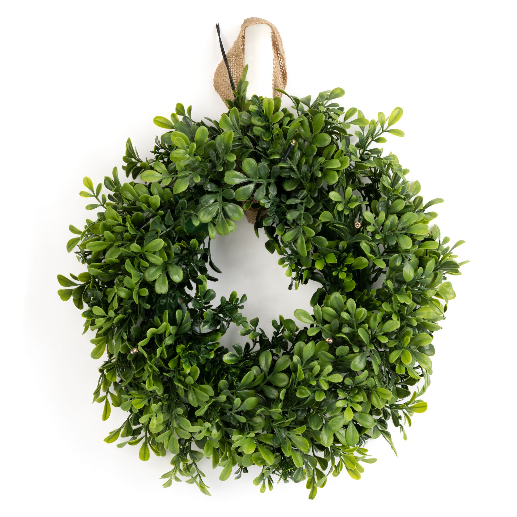 B-Ware LUMIDA Flora künstl. Buchskranz 5h-Timerfunktion outdoorgeeignet