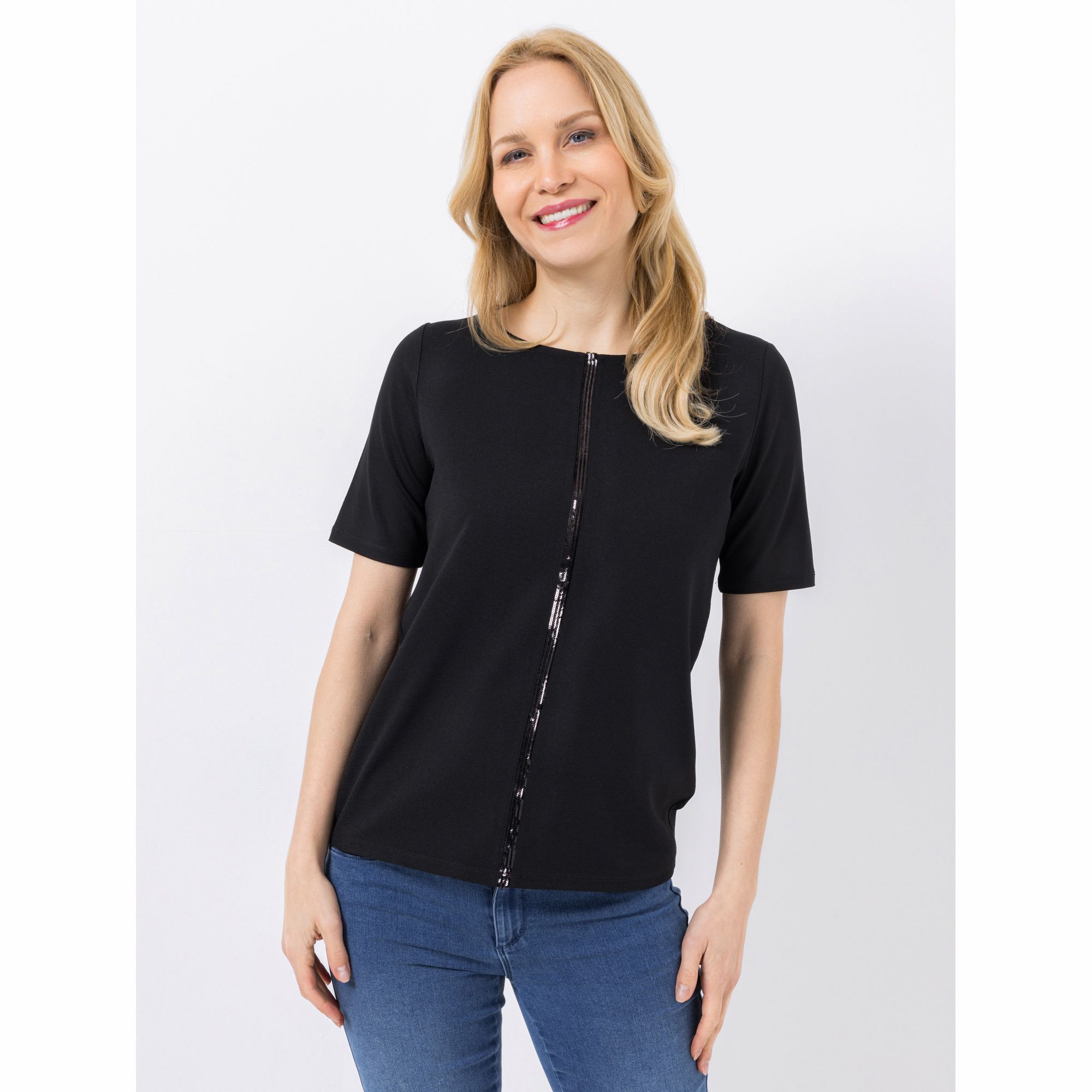 B-Ware VIA MILANO Shirt 1/2-Arm Pailletten-Detail