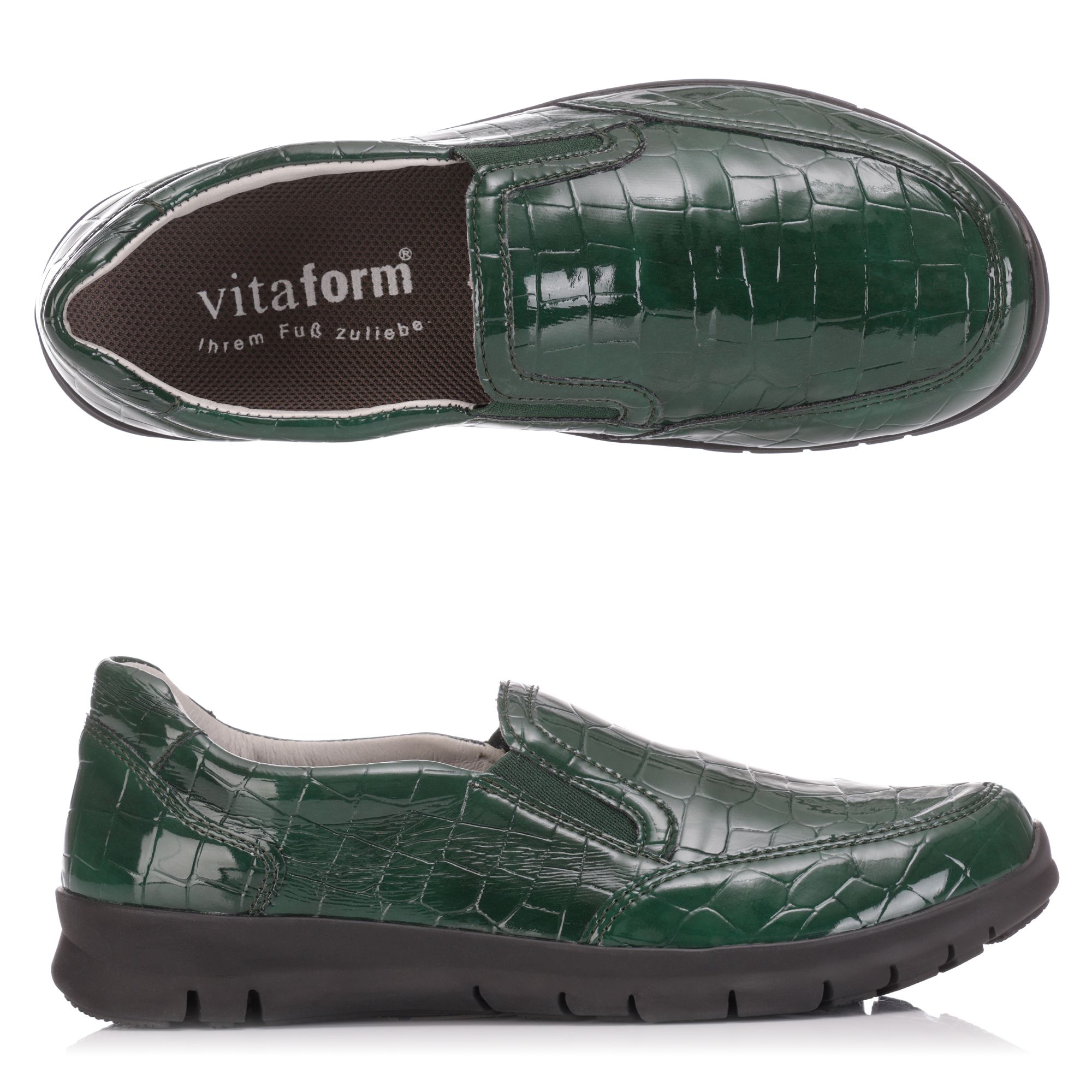 B-Ware VITAFORM Damen-Slipper Krokolack-Optik Stretchmaterial
