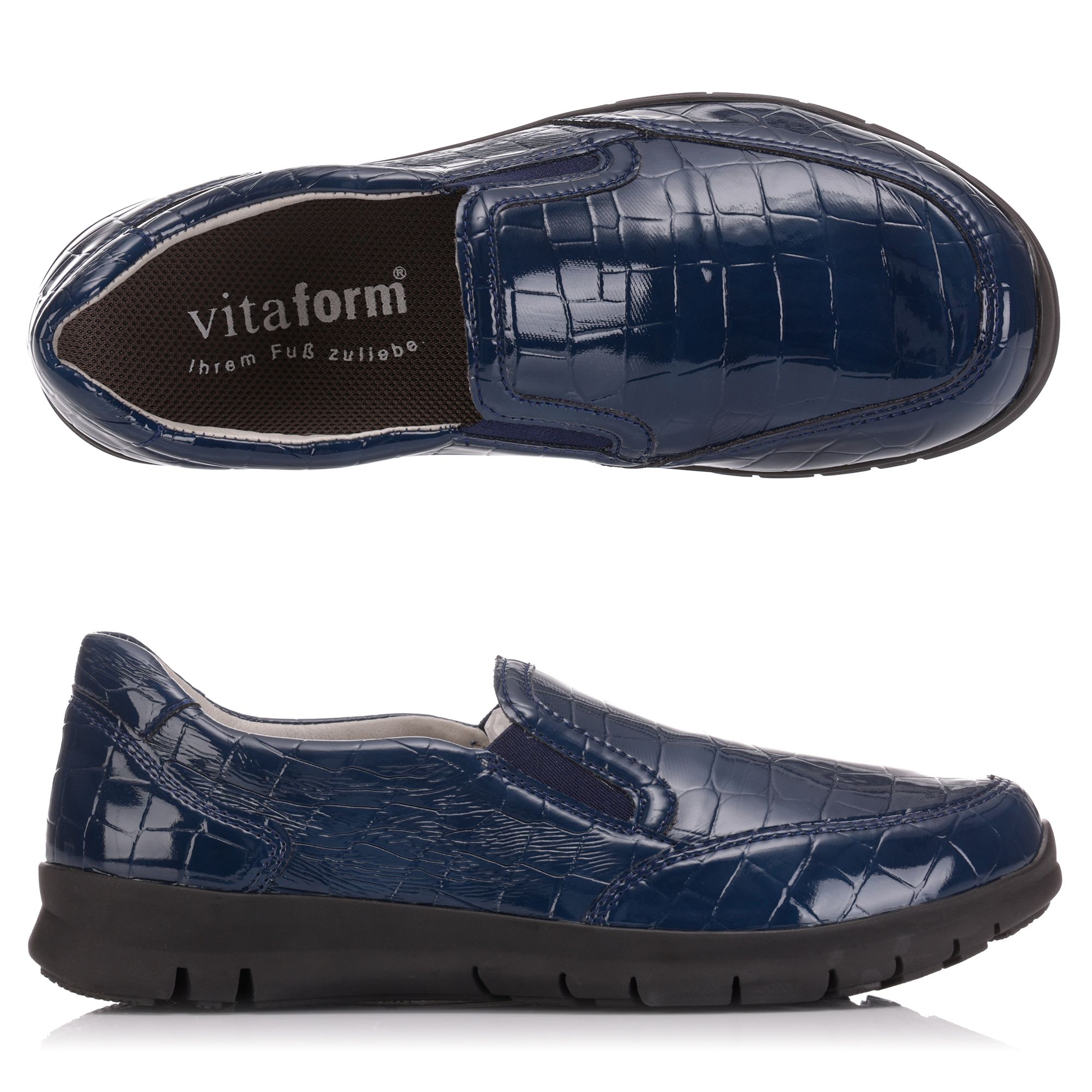 B-Ware VITAFORM Damen-Slipper Krokolack-Optik Stretchmaterial