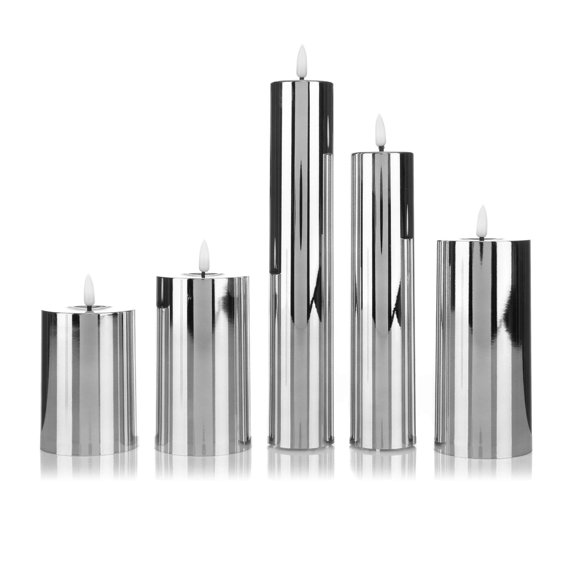 B-Ware ELAMBIA 5 LED-Kerzen Hochglanz-Optik Flamme Luma, Timer