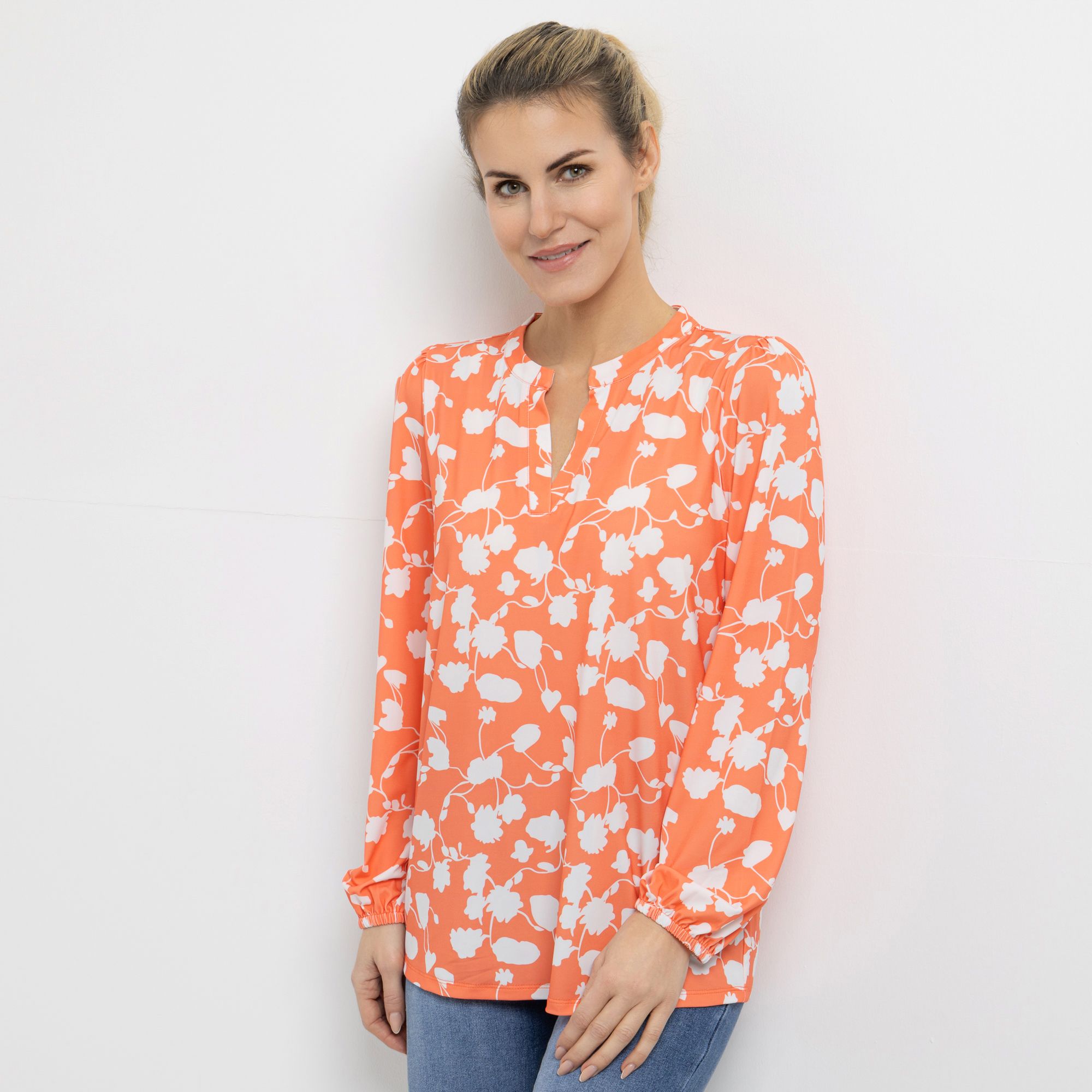 B-Ware VIA MILANO Shirt, 1/1-Arm Serafino-Ausschnitt elastischer Ärmelsaum