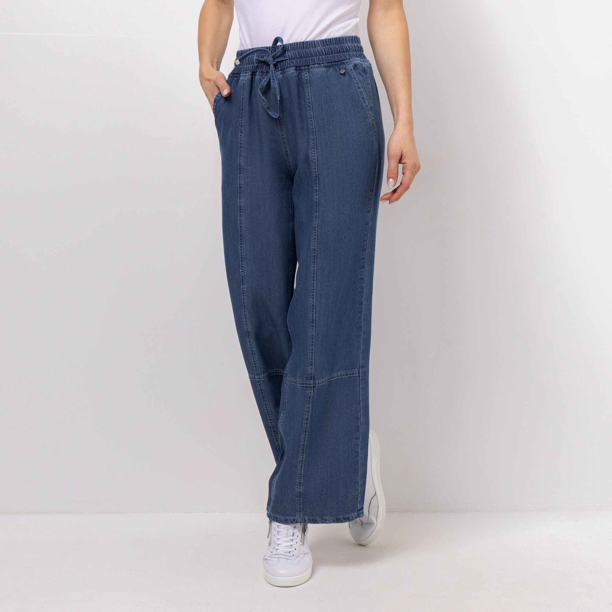 B-Ware EVA LUTZ Hose, lange Form Rundumdehnbund Denim-Optik